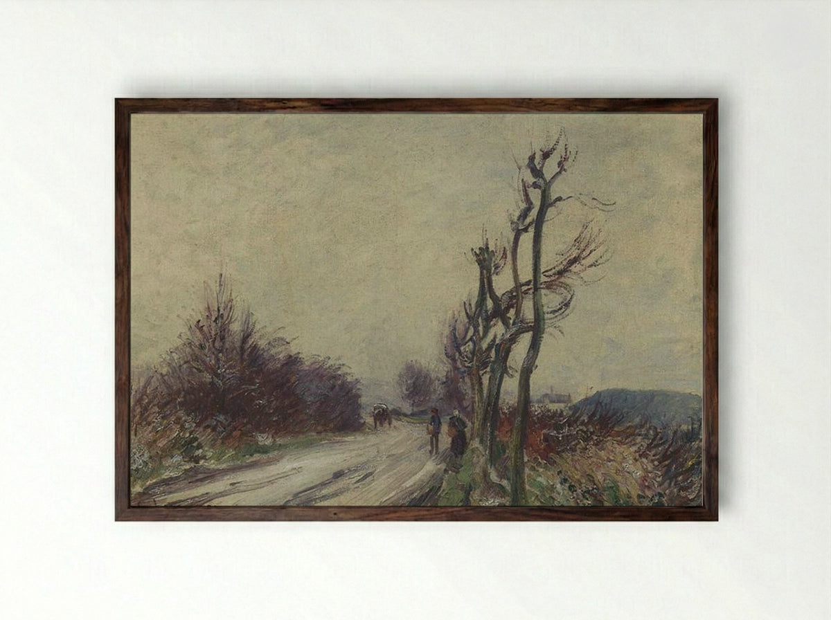 Village Road in Autumn - Gustave Loiseau - Framed Print Dark Wood