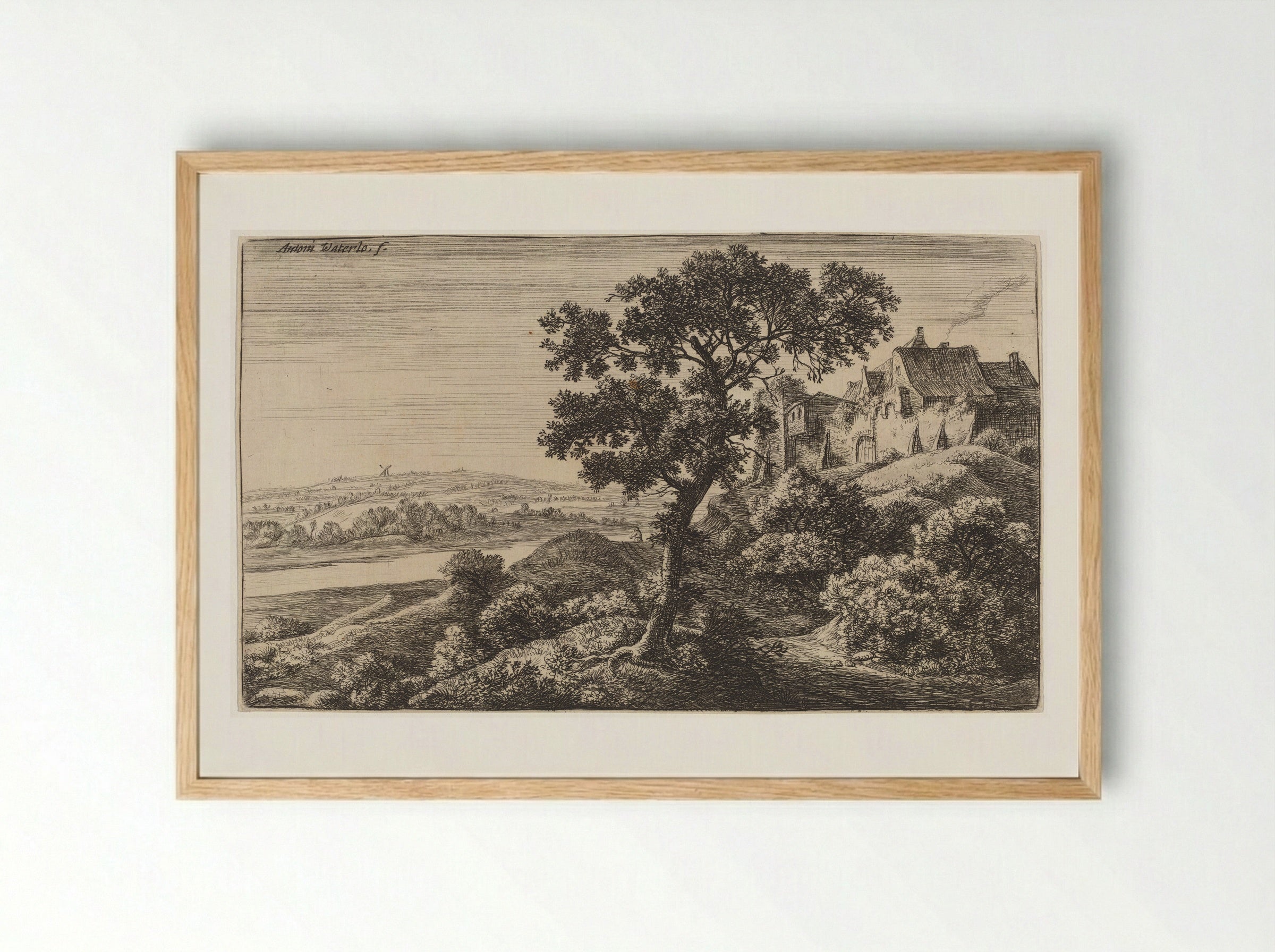 Village on the Hill - Anthonie Waterloo - Framed Print Wood