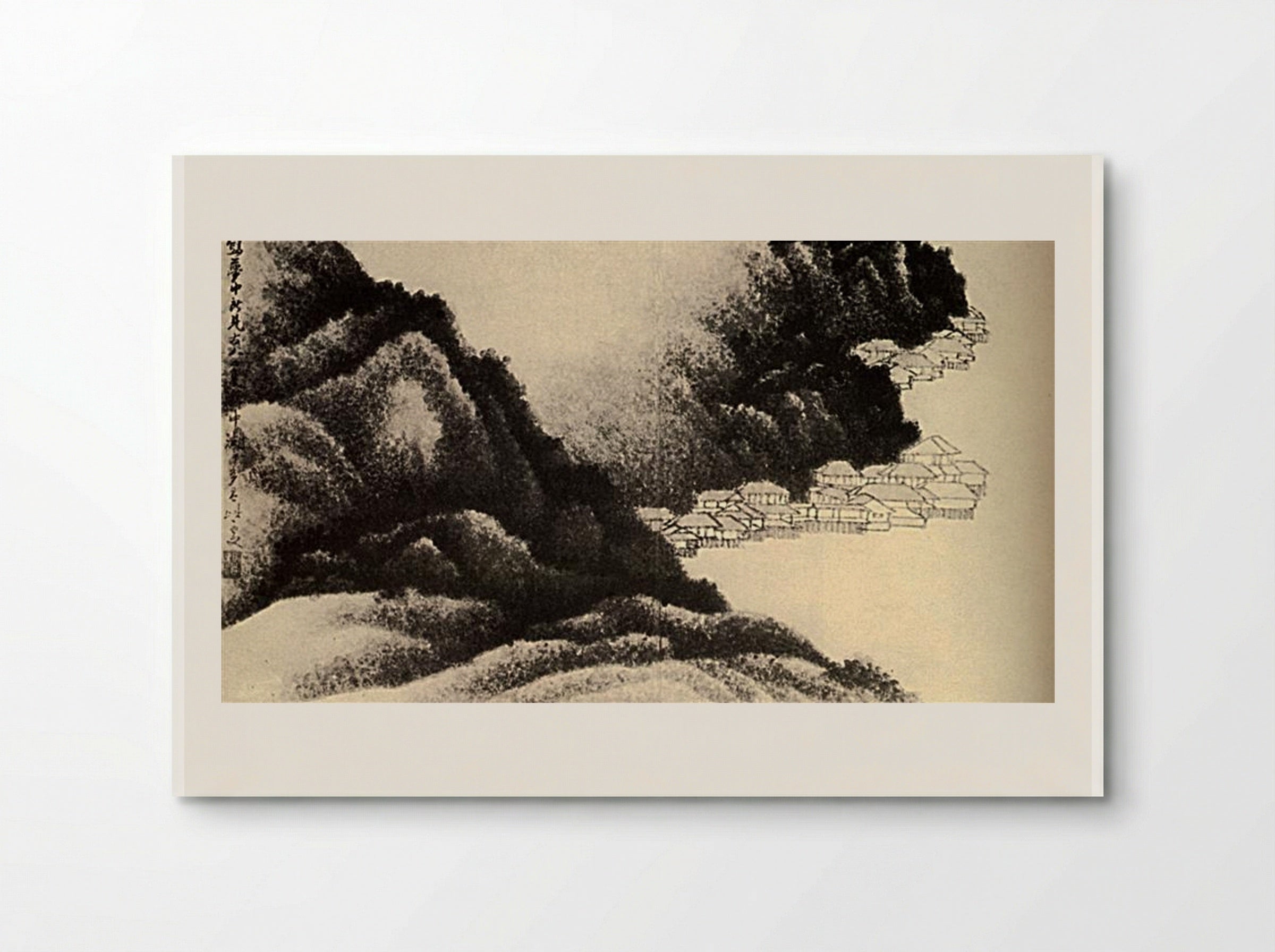 Village on the Water - Shitao - Poster