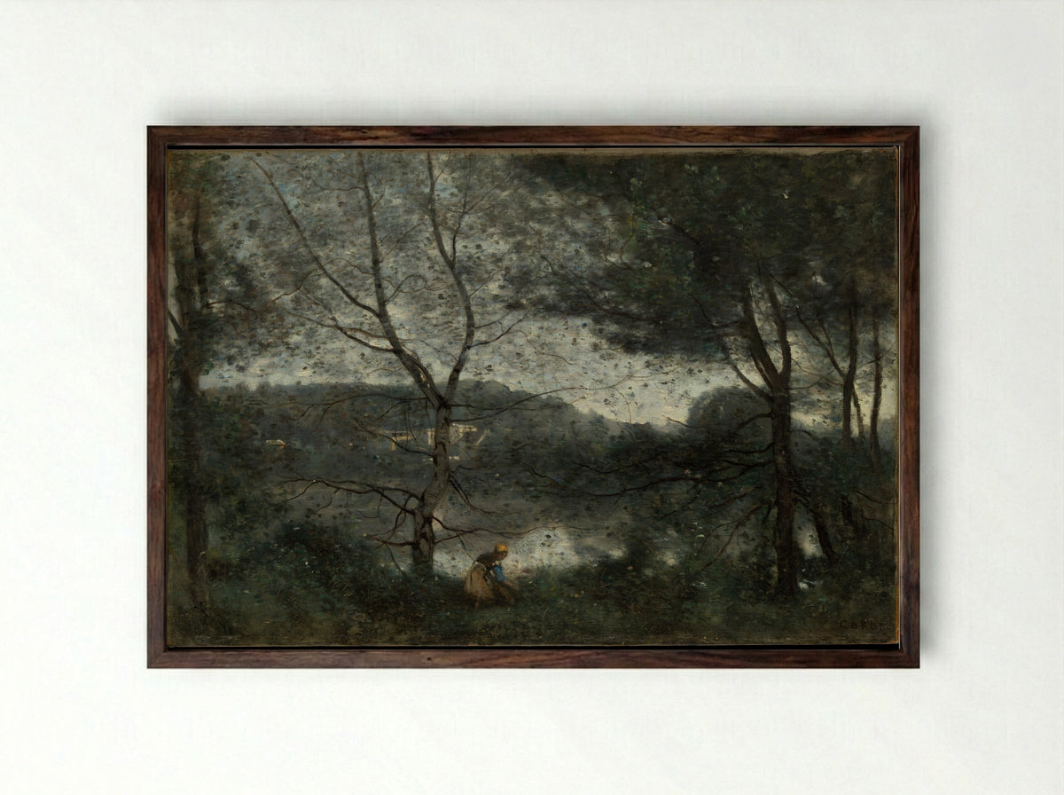 Ville-d'Avray - Jean-Baptiste-Camille Corot - Framed Print Dark Wood