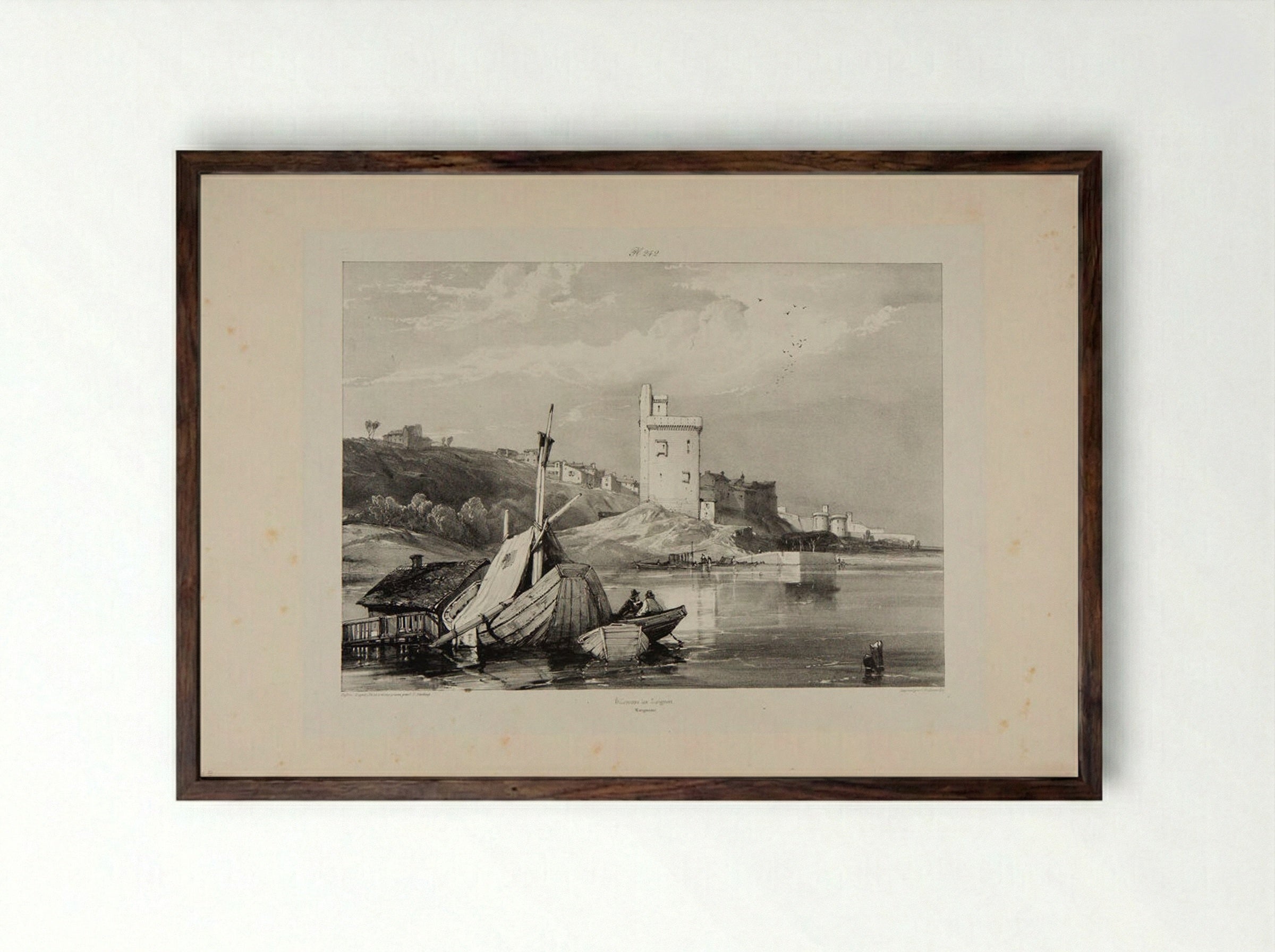 Villeneuve les Avignon, Languedoc - James Duffield Harding - Framed Print Dark Wood