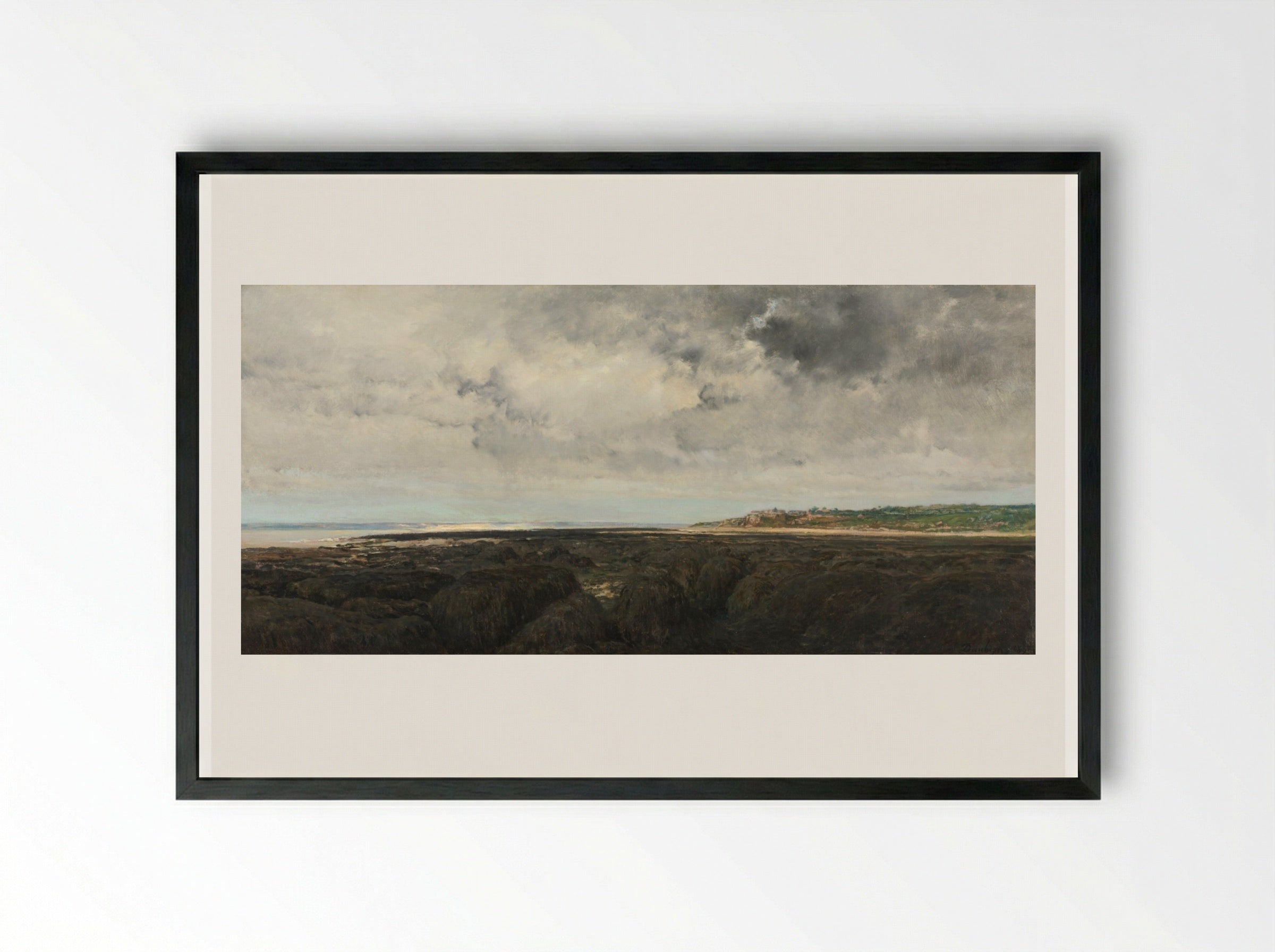 Villerville Seen from Le Ratier - Charles François Daubigny - Framed Print Black