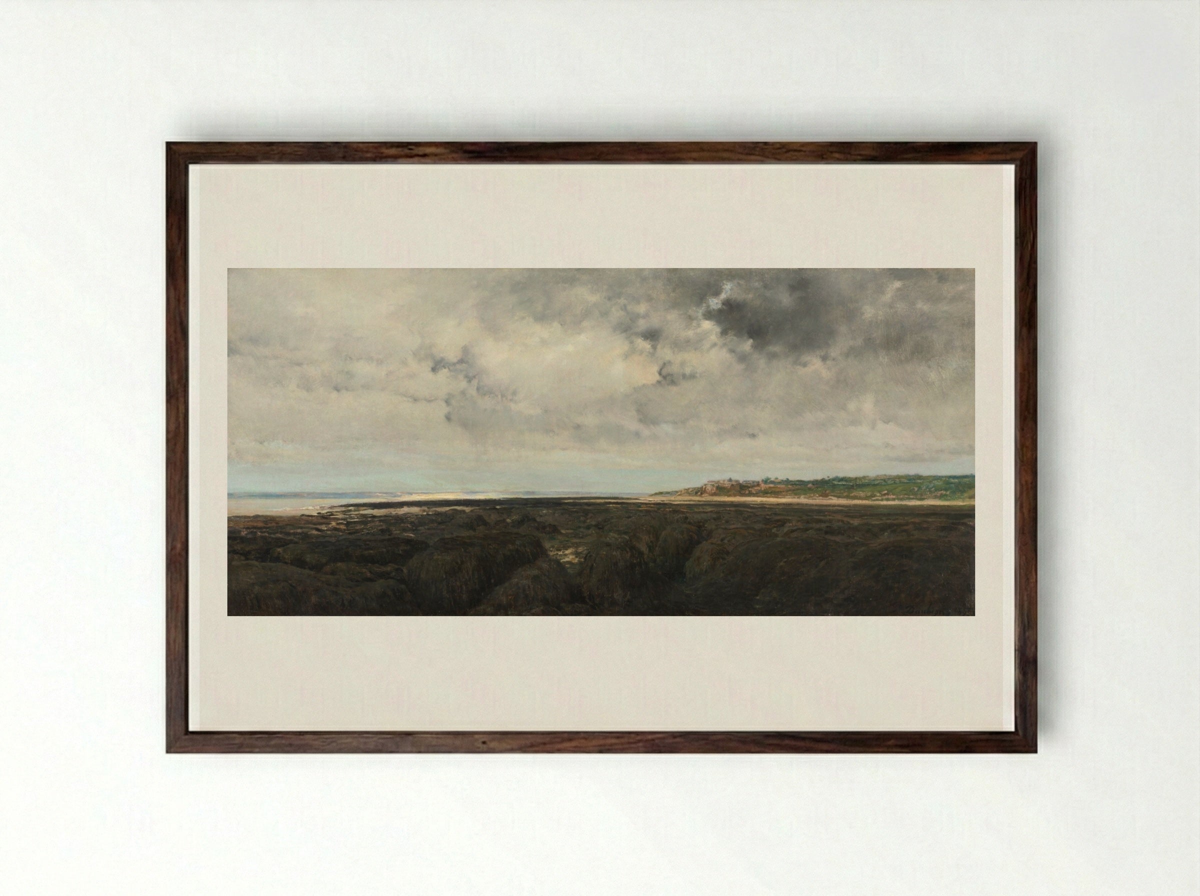 Villerville Seen from Le Ratier - Charles François Daubigny - Framed Print Dark Wood
