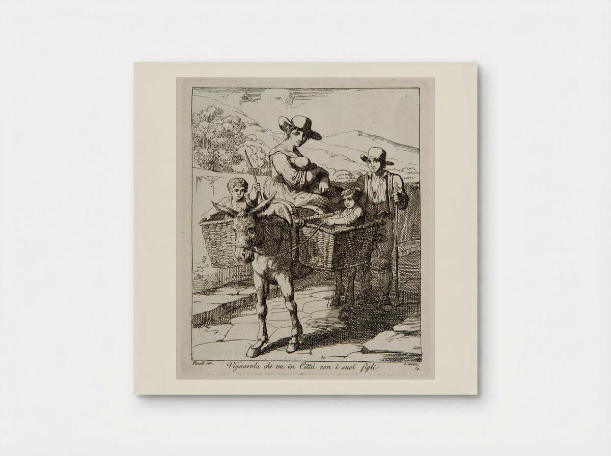 Vine-dresser Going to Town with the Children - Bartolomeo Pinelli - Poster