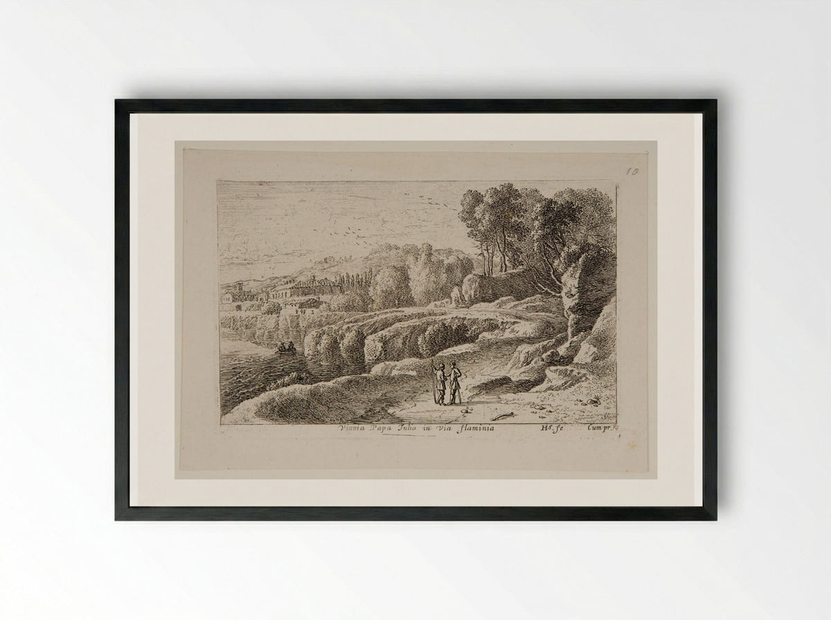 Vineyard of Pope Julius on the Via Flaminia - Herman van Swanevelt - Framed Print Black