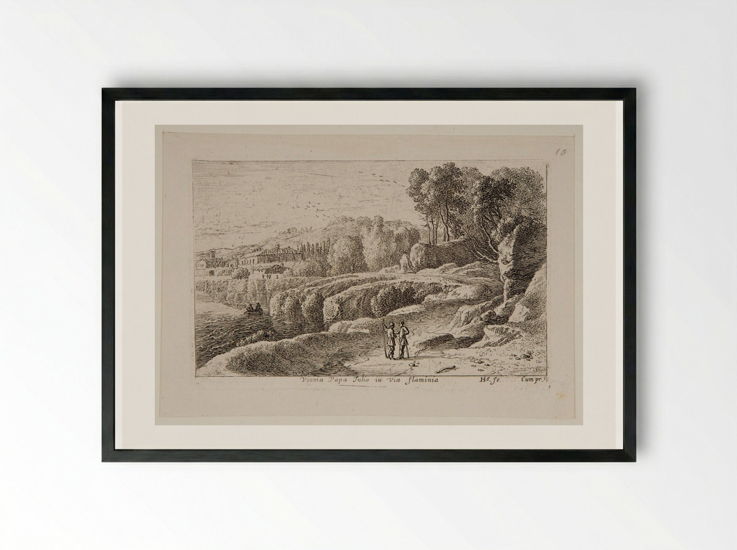 Vineyard of Pope Julius on the Via Flaminia - Herman van Swanevelt - Framed Print Black