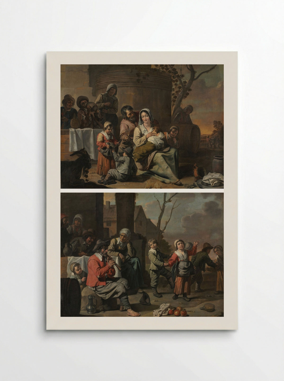 Vintage Scene and Peasant Children Dancing - Le Nain brothers - Poster