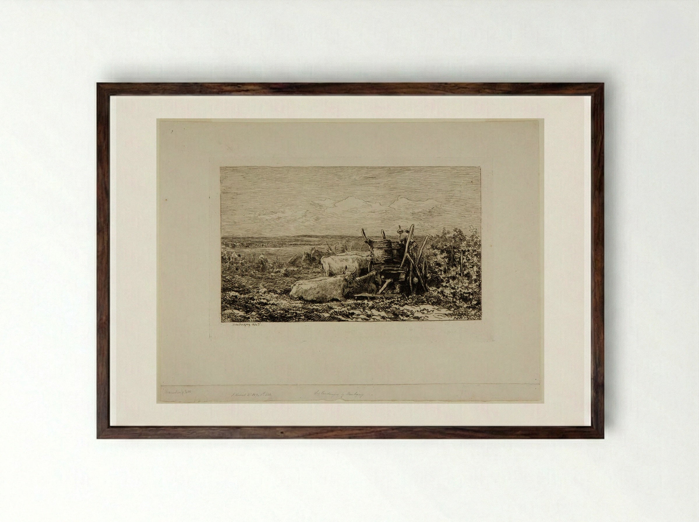 Vintagers - Charles-François Daubigny - Framed Print Dark Wood
