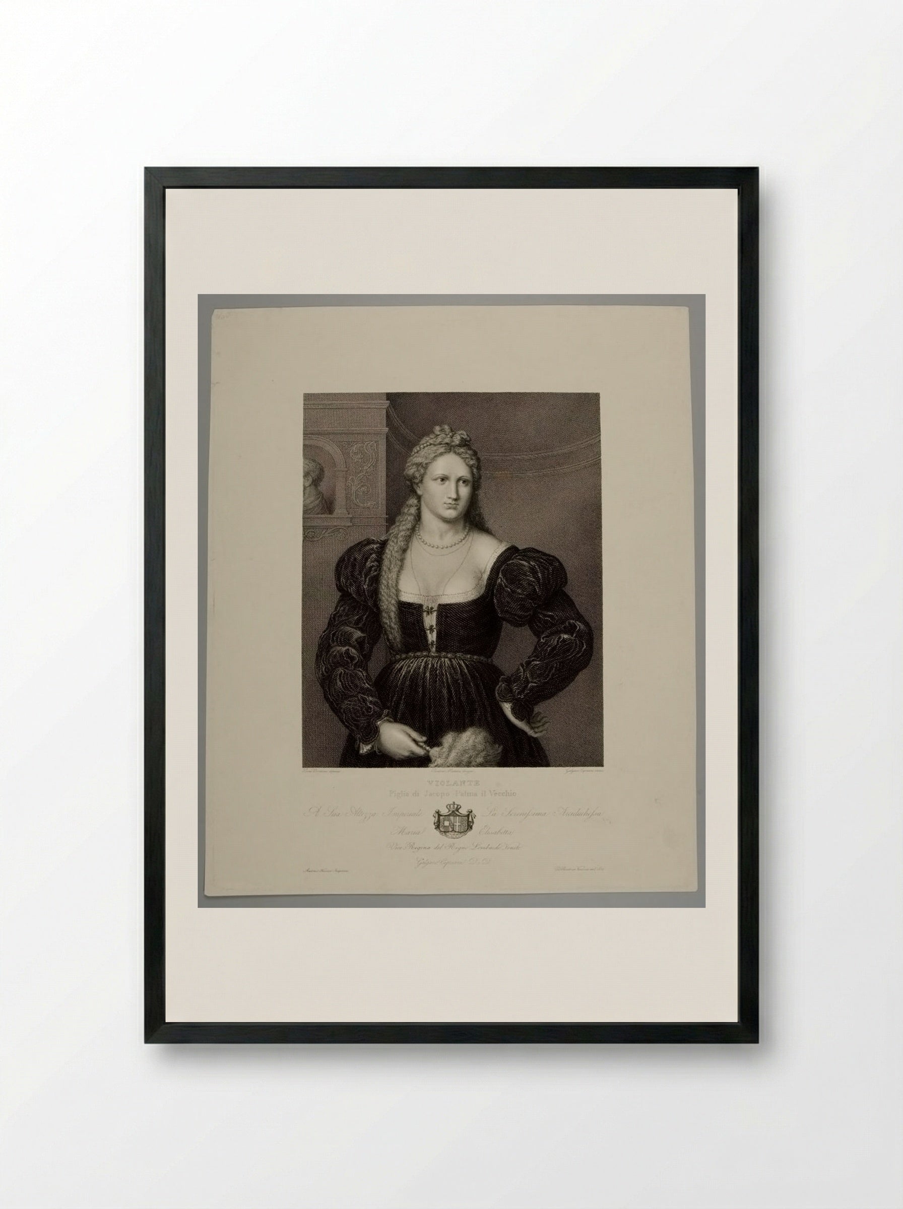 Violante, Daughter of Palma Vecchio - Galgano Cipriani - Framed Print Black