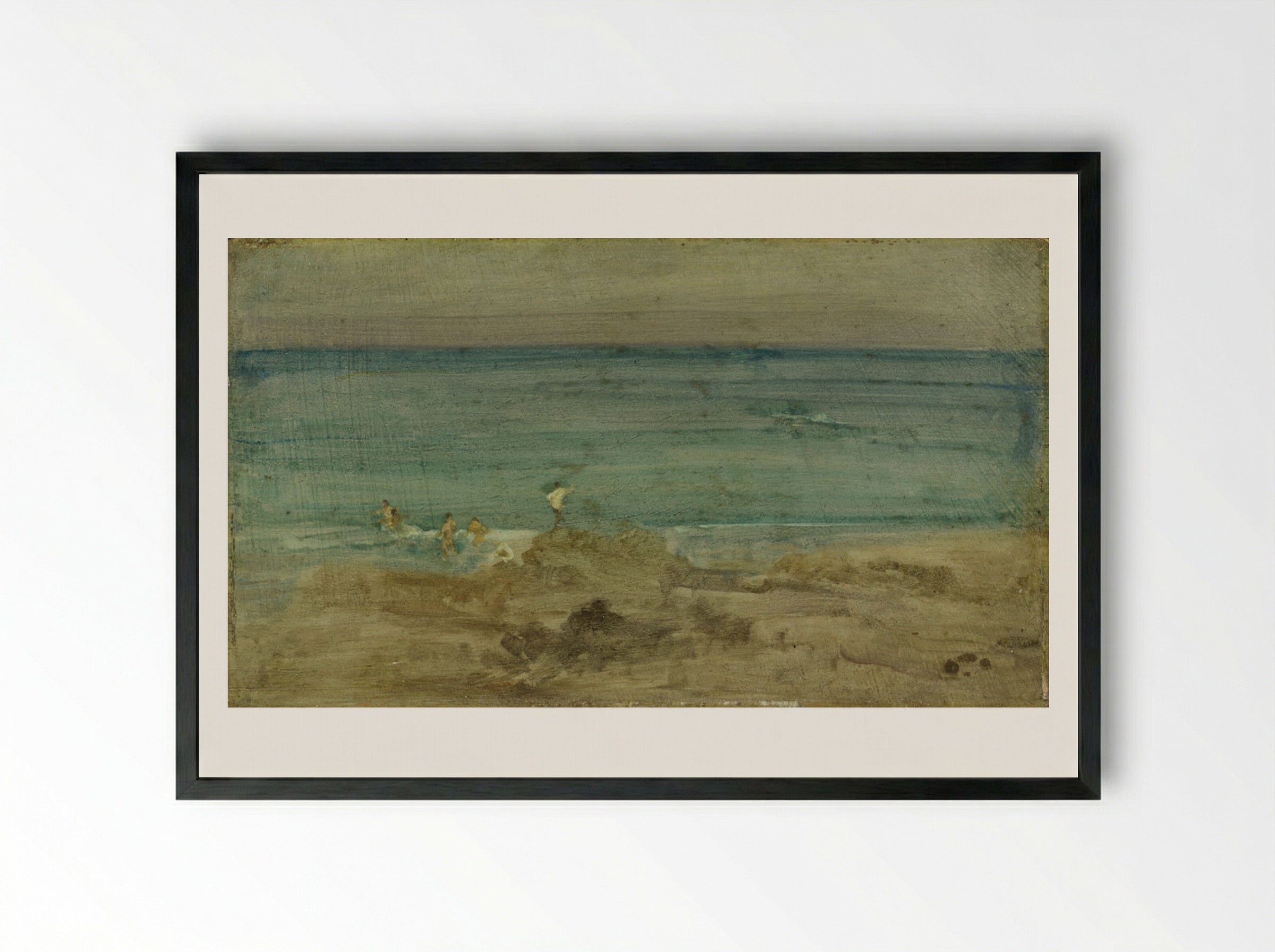 Violet and Blue: The Little Bathers, Pérosquérie - James Abbott McNeill Whistler - Framed Print Black