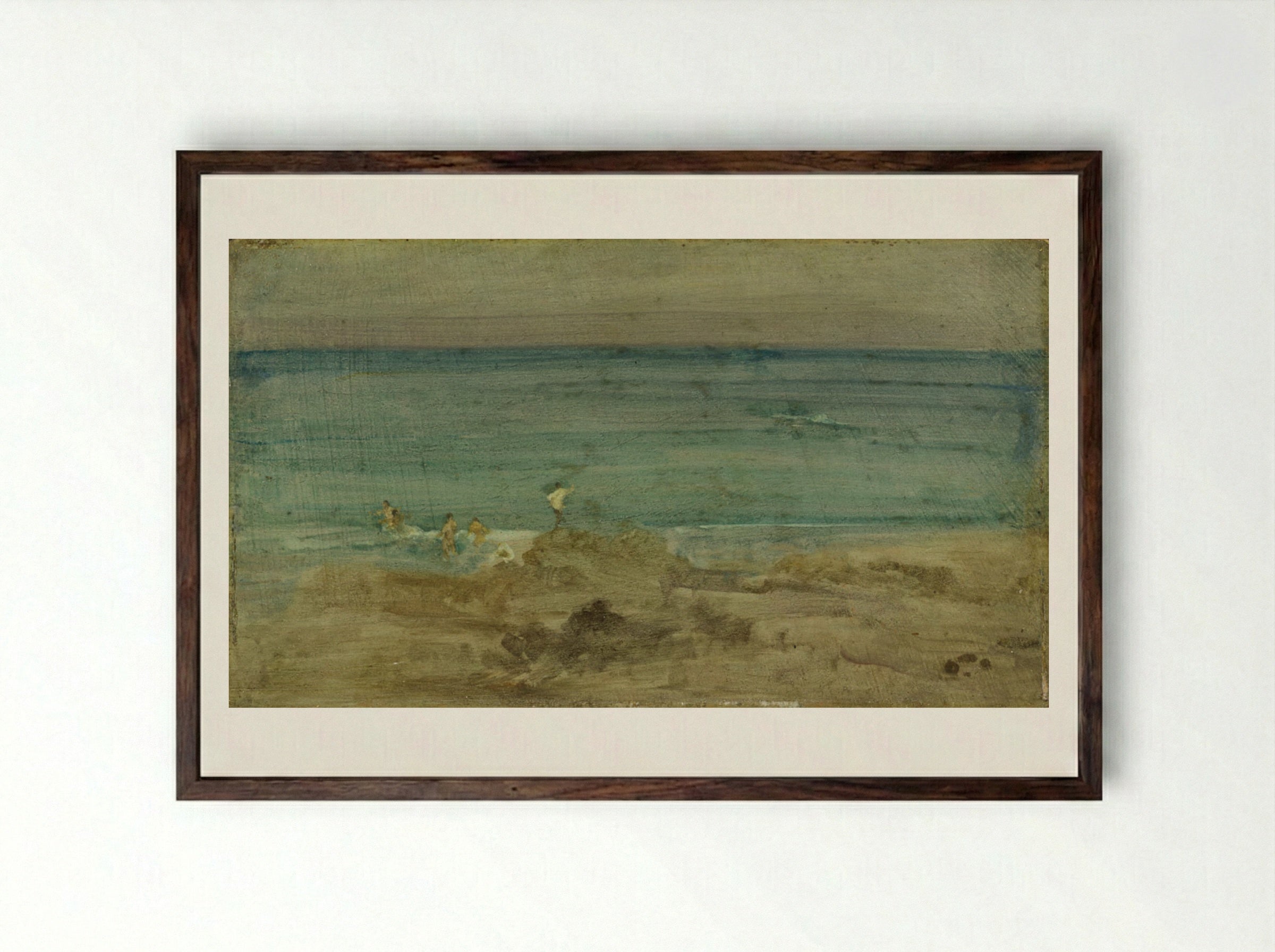Violet and Blue: The Little Bathers, Pérosquérie - James Abbott McNeill Whistler - Framed Print Dark Wood