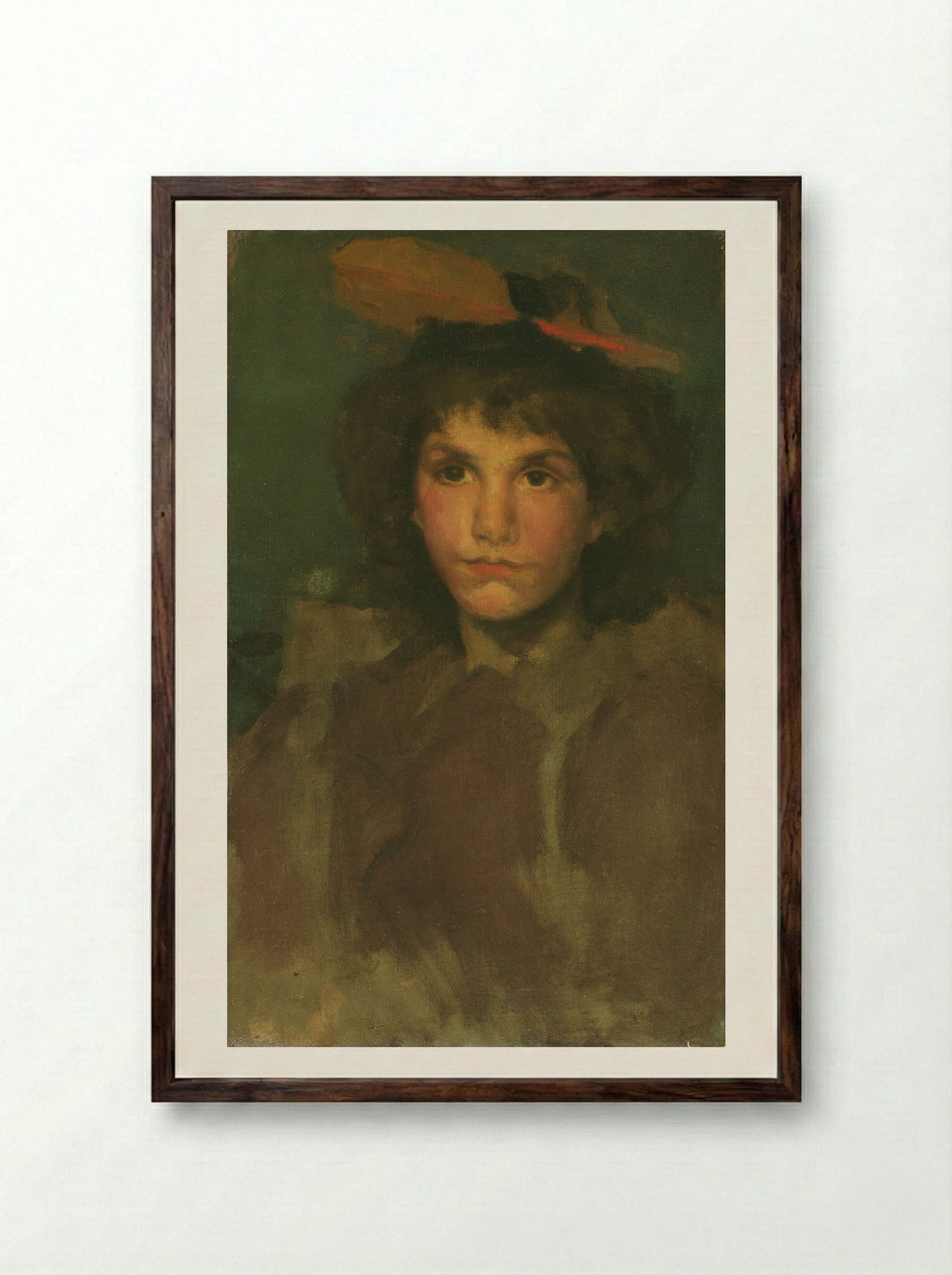 Violet and Blue: The Red Feather - James Abbott McNeill Whistler - Framed Print Dark Wood