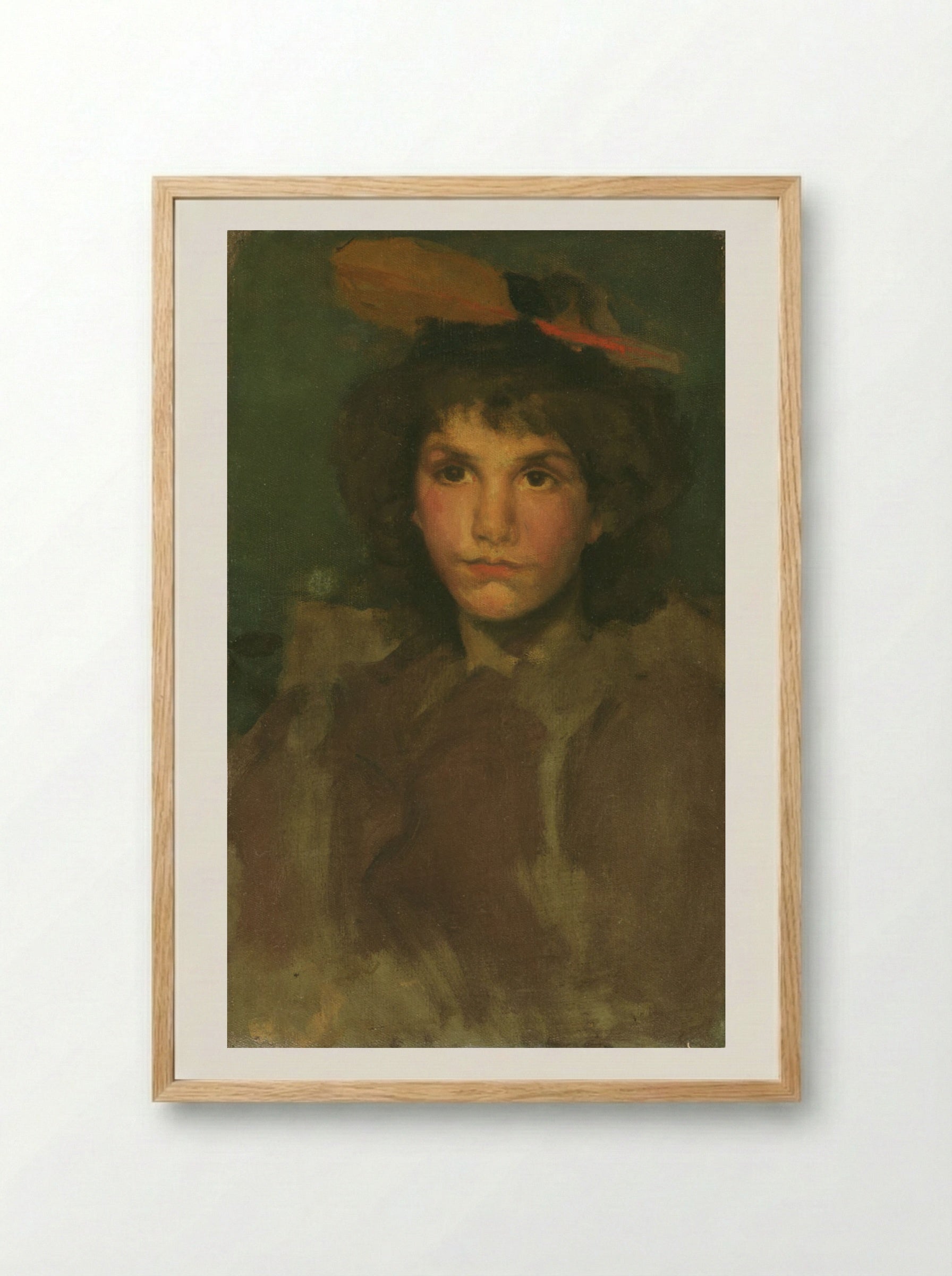 Violet and Blue: The Red Feather - James Abbott McNeill Whistler - Framed Print Wood