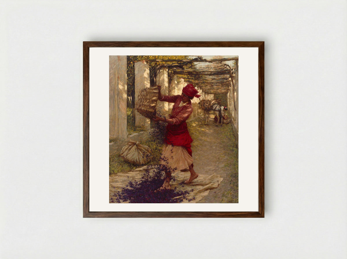 Violets for Perfume - Henry Herbert La Thangue - Framed Print Dark Wood