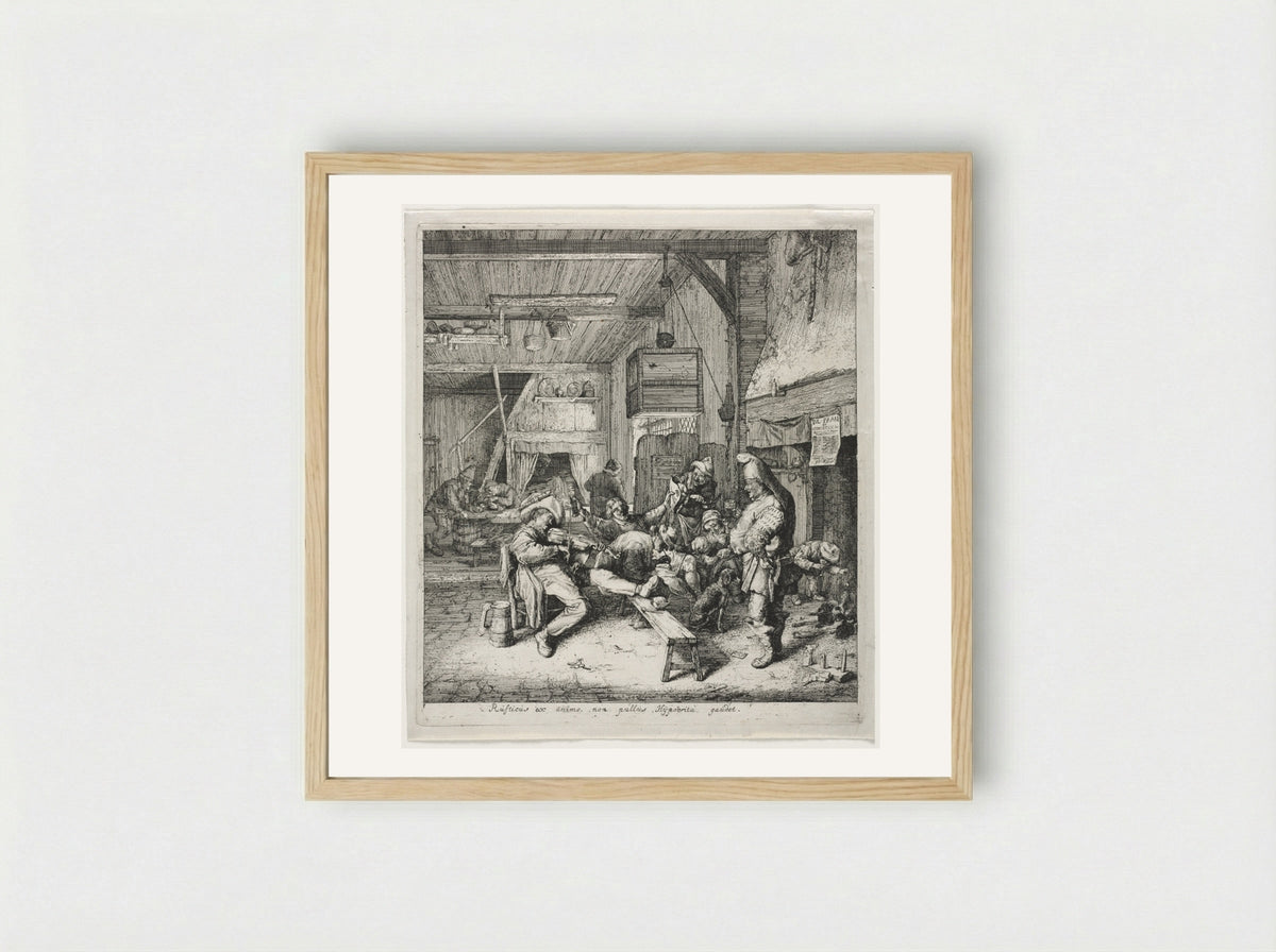 Violin Player Seated in the Inn - Cornelis Dusart - Framed Print Wood