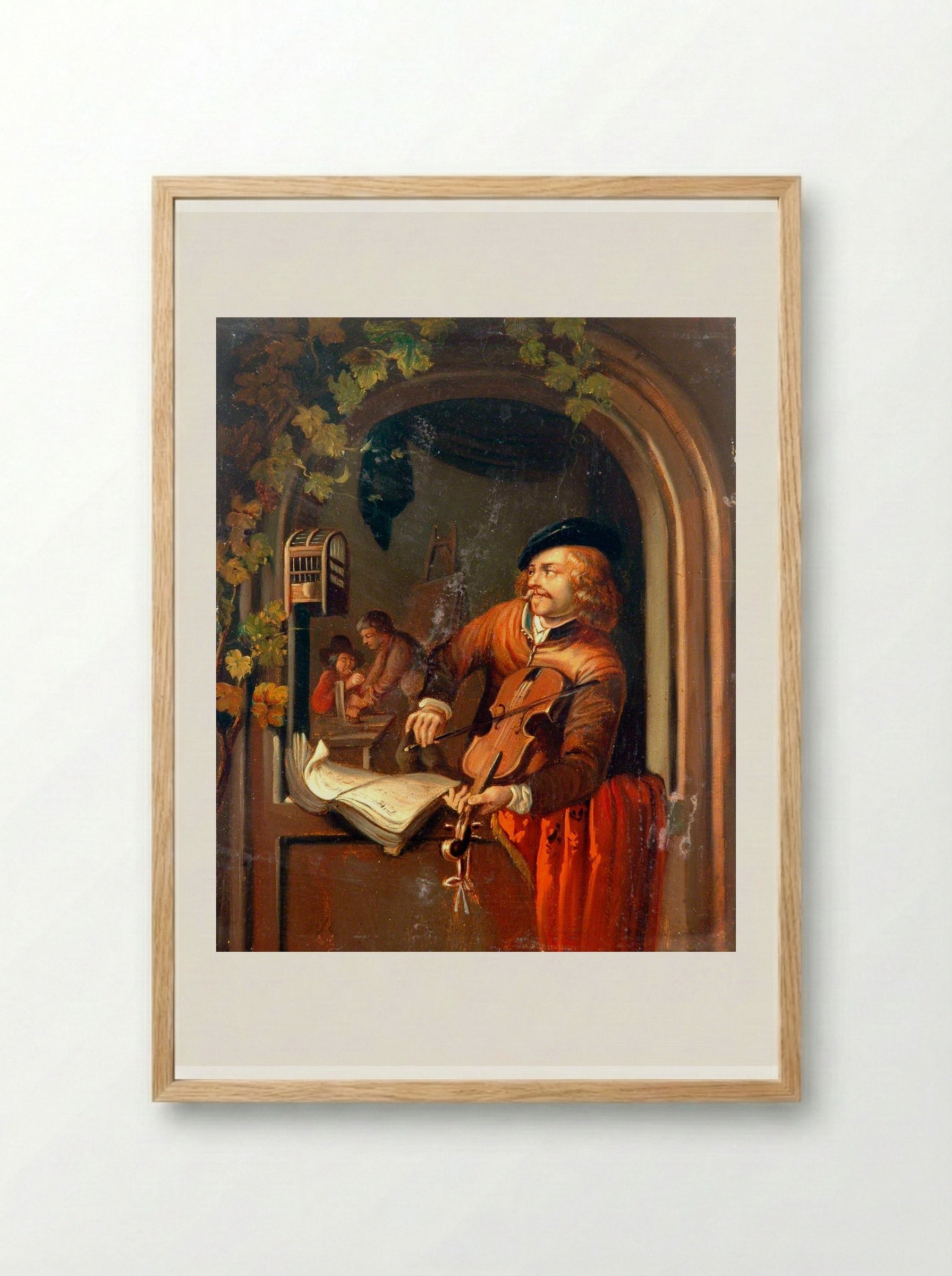 Violin Player - Gerrit Dou - Framed Print Wood