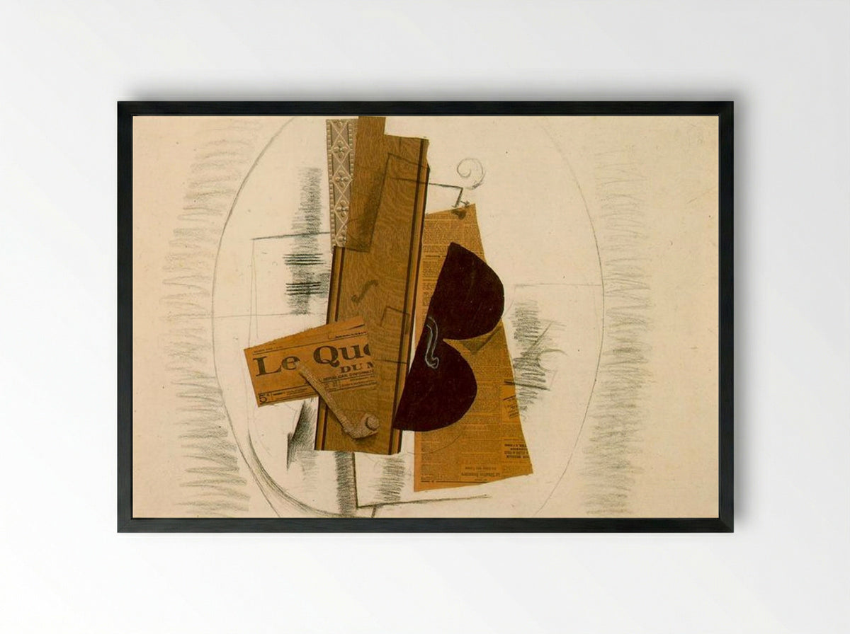 Violin and Pipe, 'Le Quotidien' - Georges Braque - Framed Print Black