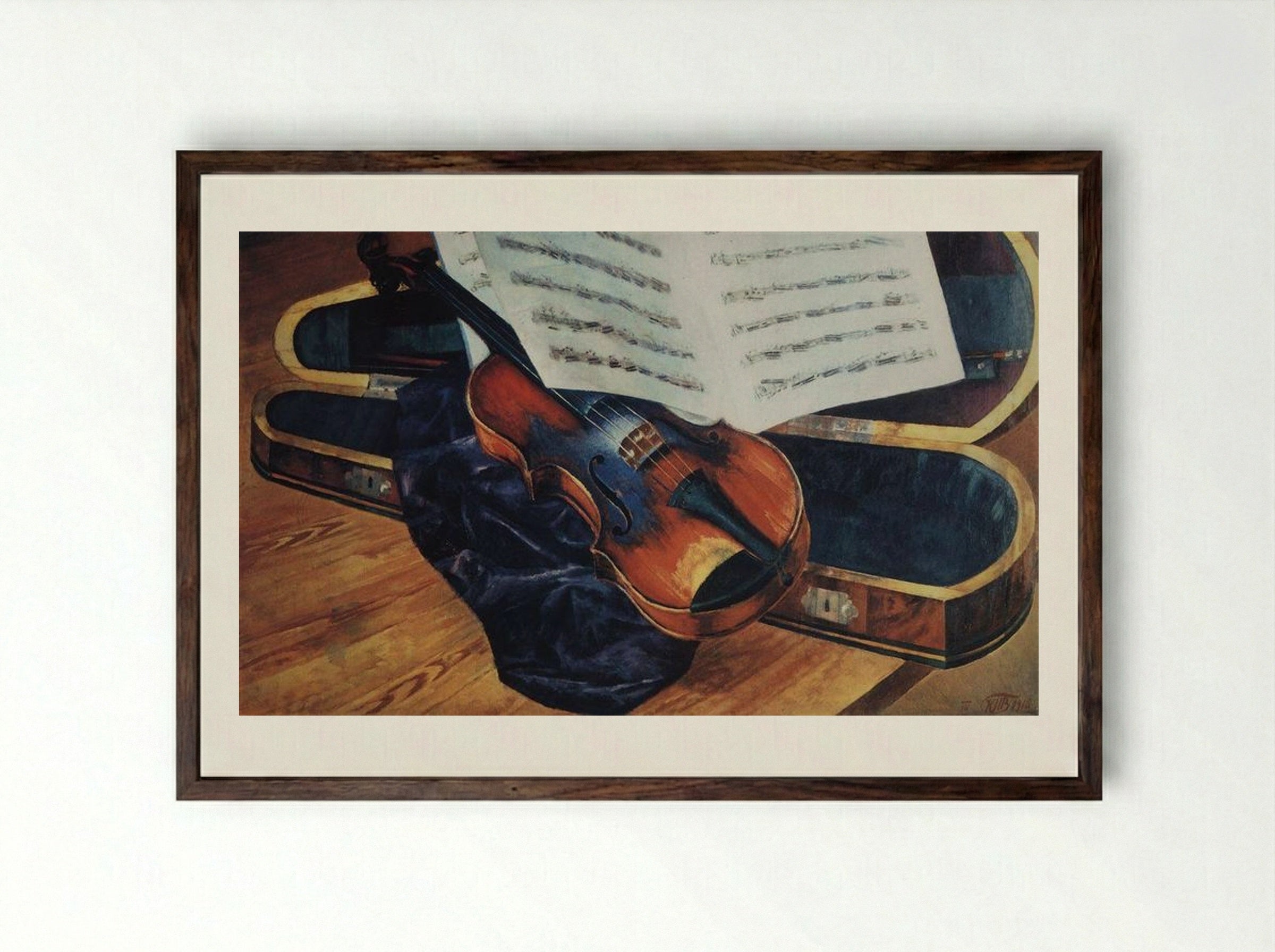 Violin - Kuzma Petrov-Vodkin - Framed Print Dark Wood