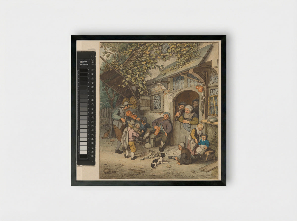 Vioolspeler voor een herberg - Cornelis Ploos van Amstel - Framed Print Black