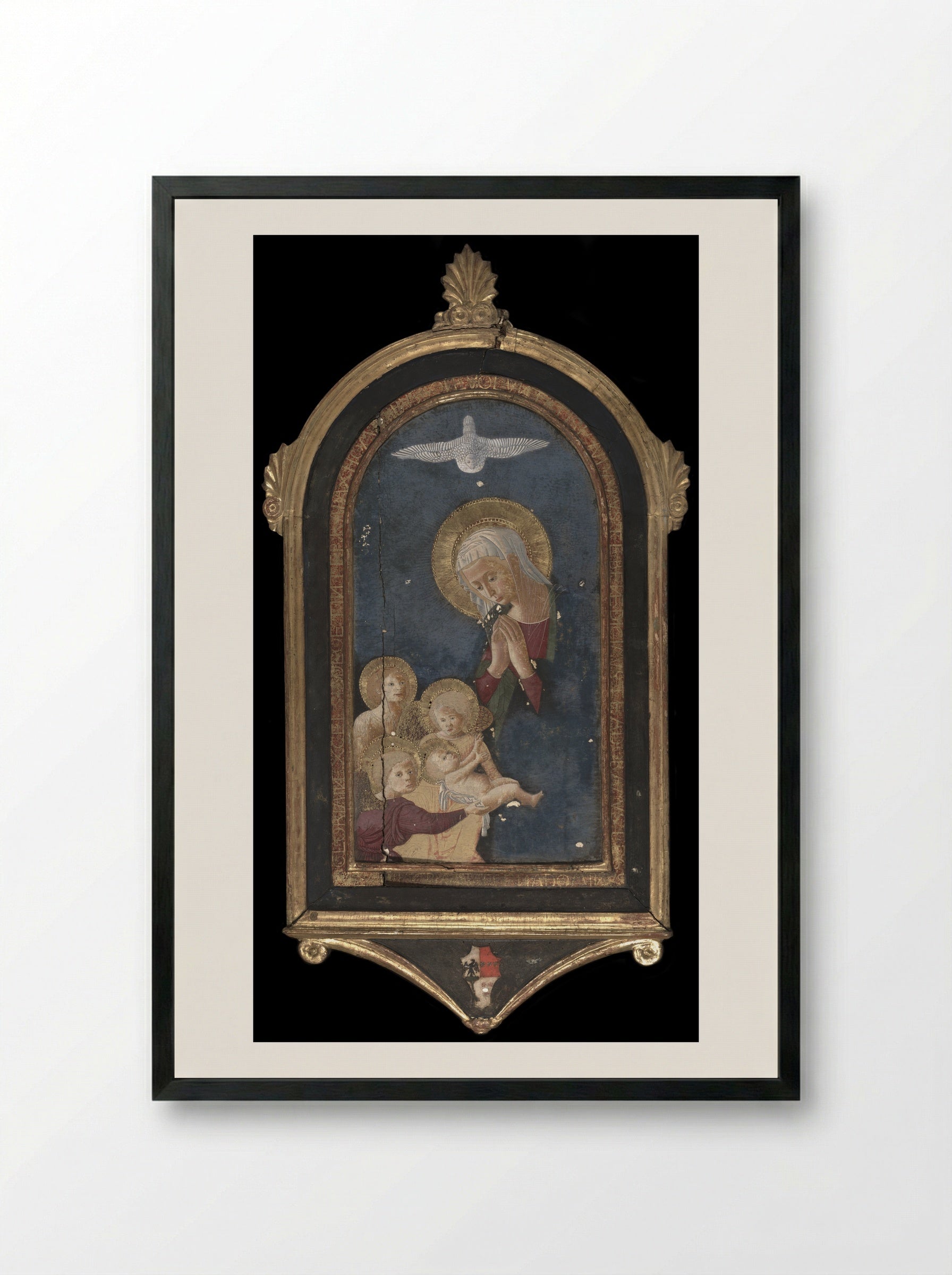 Virgin Adoring the Child - Pseudo Pier Francesco Fiorentino - Framed Print Black