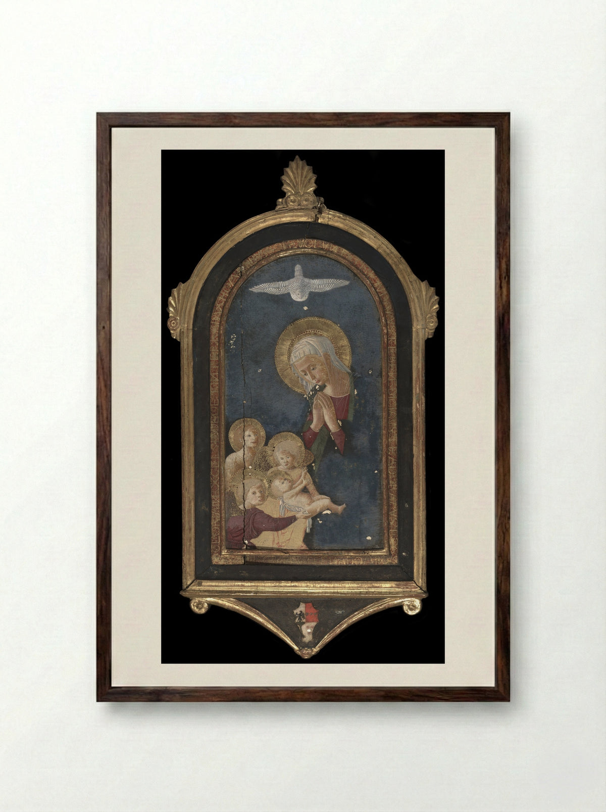 Virgin Adoring the Child - Pseudo Pier Francesco Fiorentino - Framed Print Dark Wood