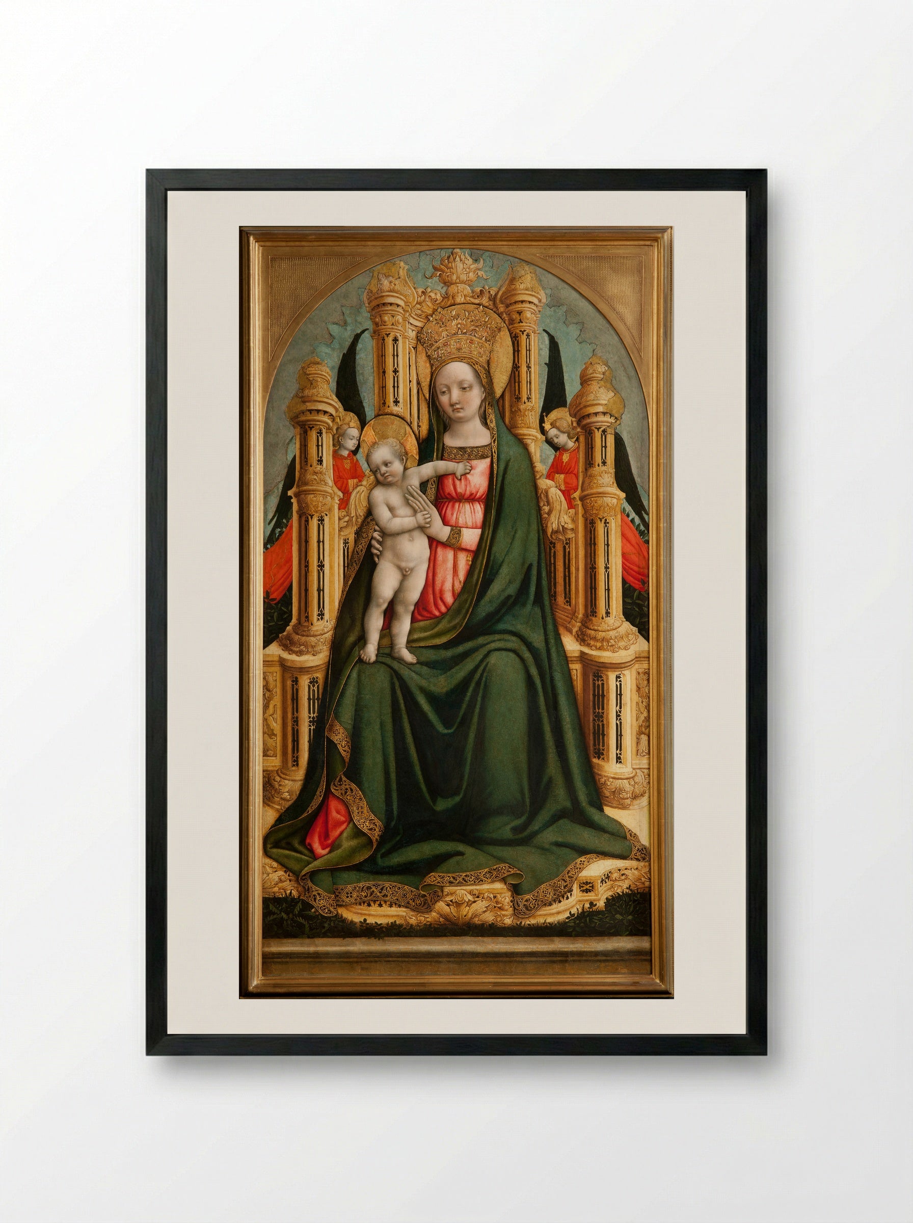 Virgin Adoring the Christ Child - Antonio Vivarini - Framed Print Black