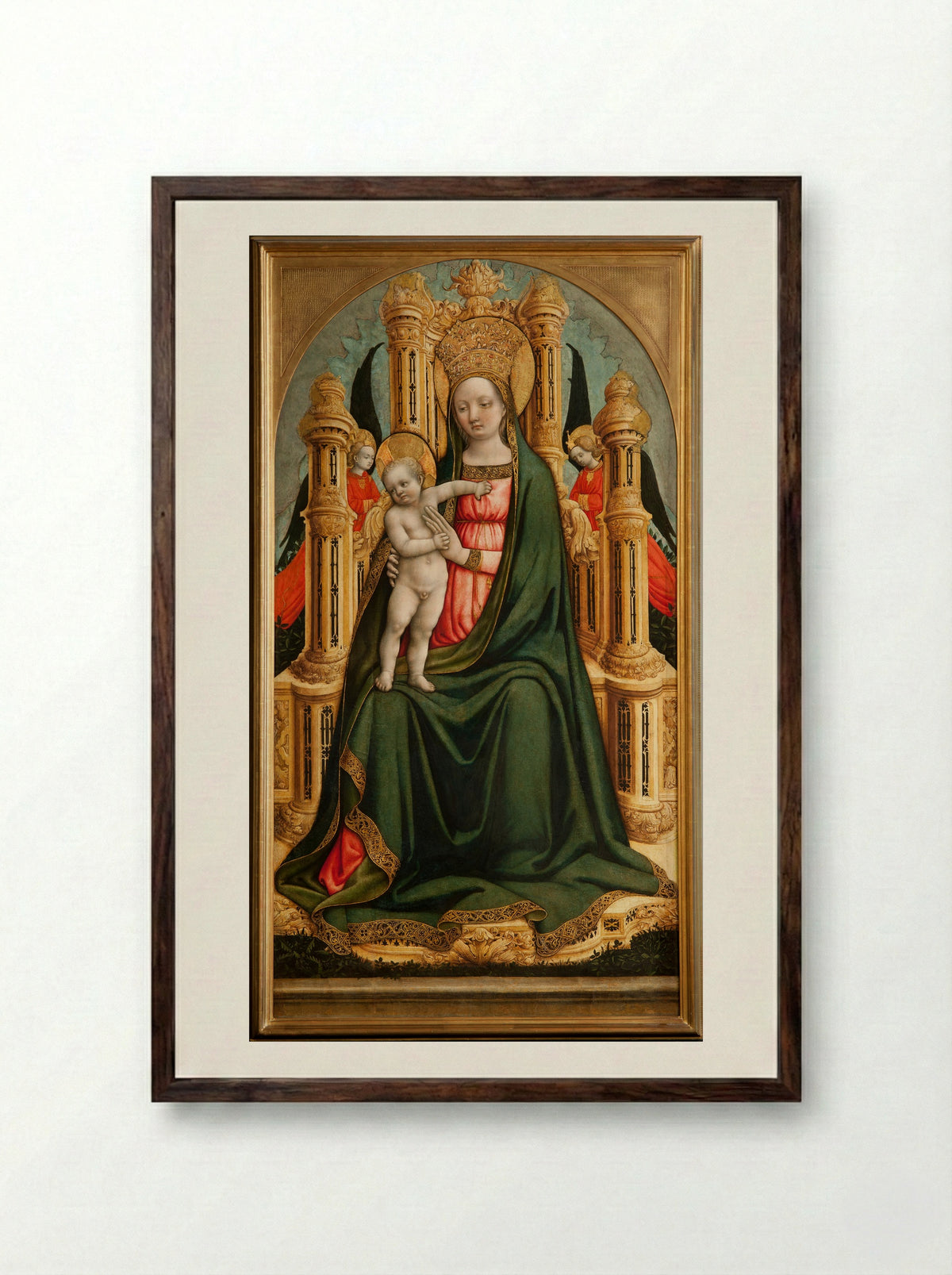 Virgin Adoring the Christ Child - Antonio Vivarini - Framed Print Dark Wood