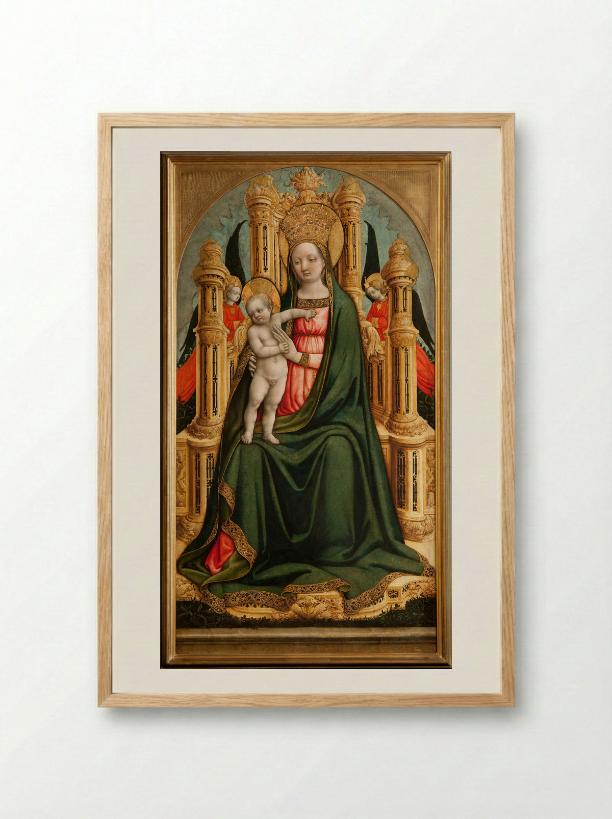 Virgin Adoring the Christ Child - Antonio Vivarini - Framed Print Wood