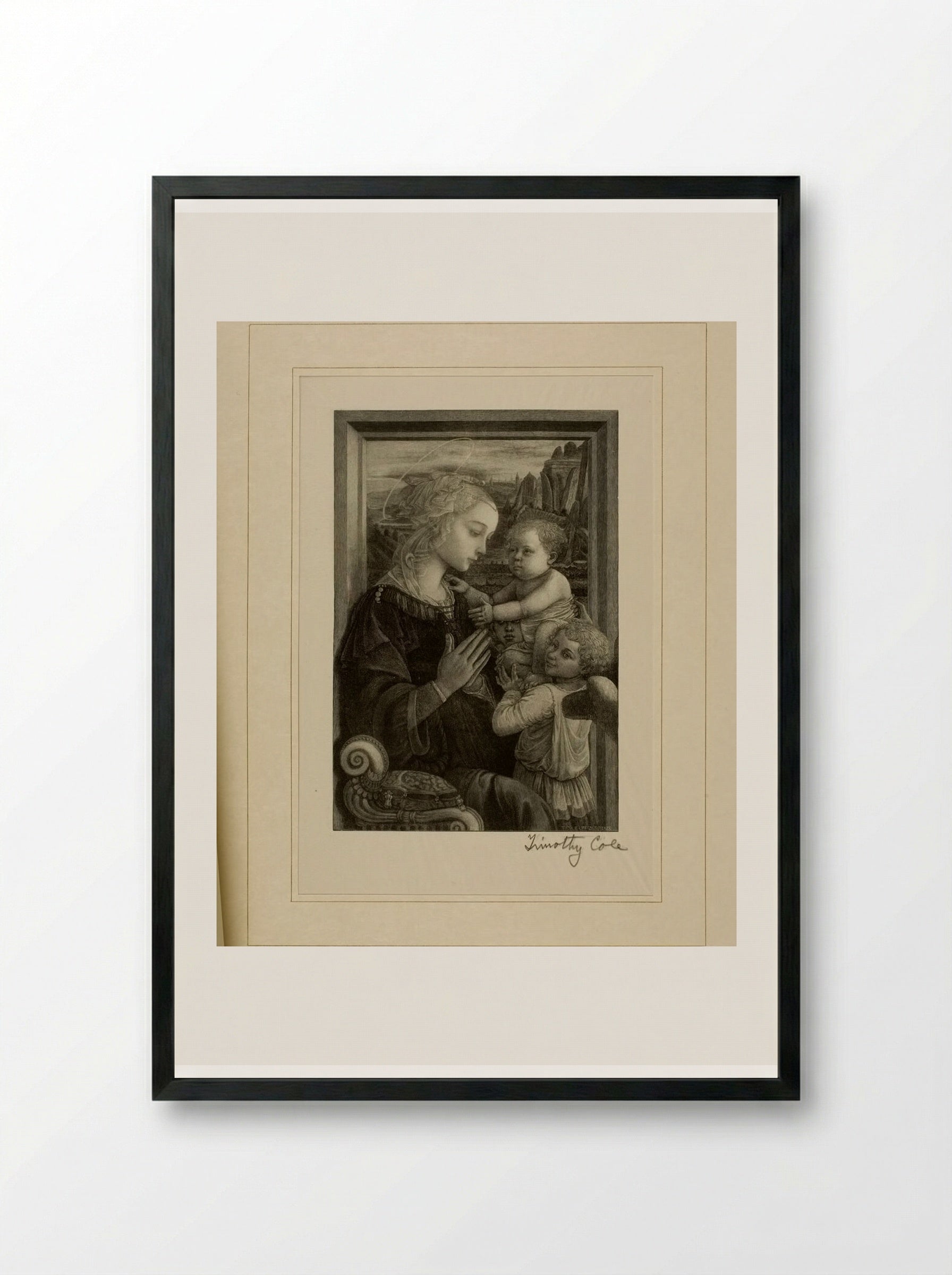 Virgin Adoring the Infant Christ - Timothy Cole - Framed Print Black