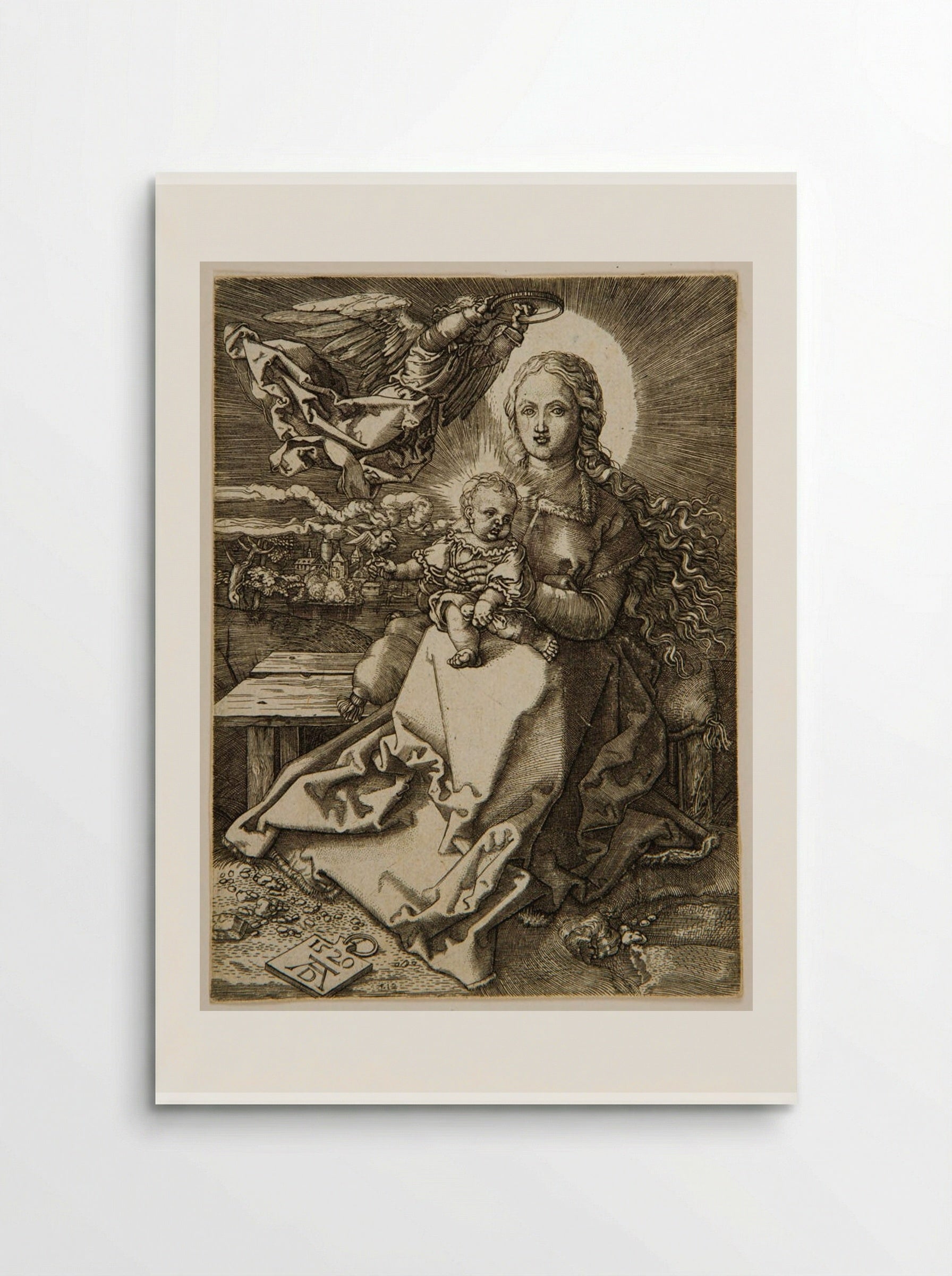 Virgin Crowned by One Angel - Hieronymus Wierix - Poster