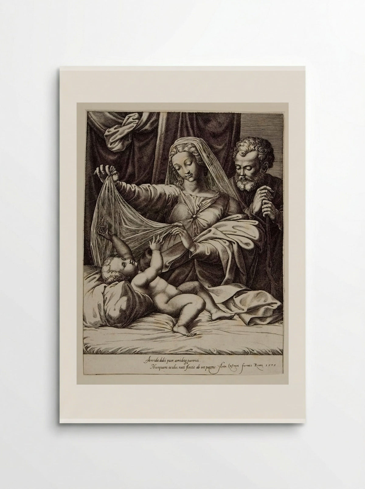 Virgin Lifting the Veil from the Child - Giorgio Ghisi - Poster