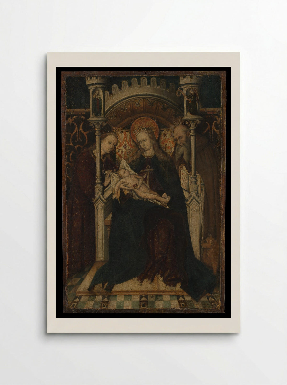 Virgin and Child Enthroned with Saints Catherine and Jerome - Spanish Painter - Poster
