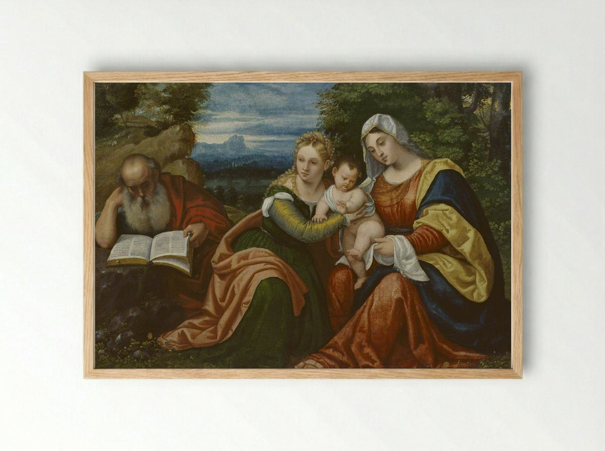 Virgin and Child and Saint Jerome - Polidoro da Lanciano - Framed Print Wood