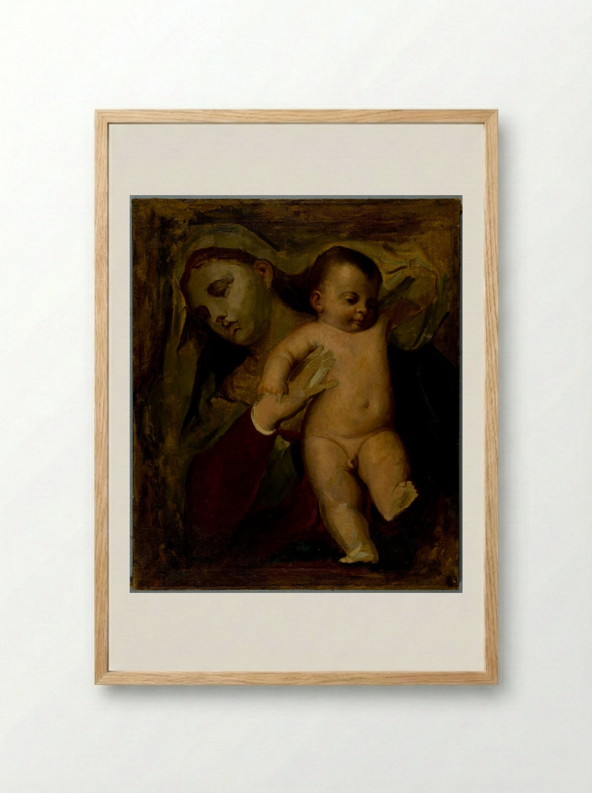 Virgin and Child, from the Pesaro Madonna, after Titian - Carl Peter Teigen - Framed Print Wood