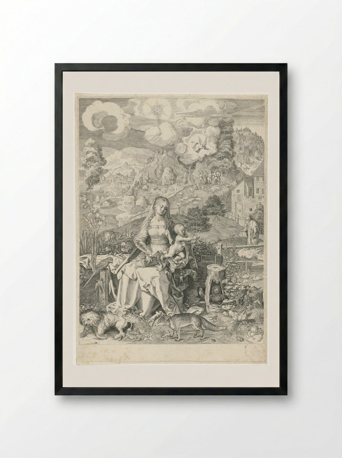 Virgin and Child in a Landscape - Aegidius Sadeler (II) - Framed Print Black