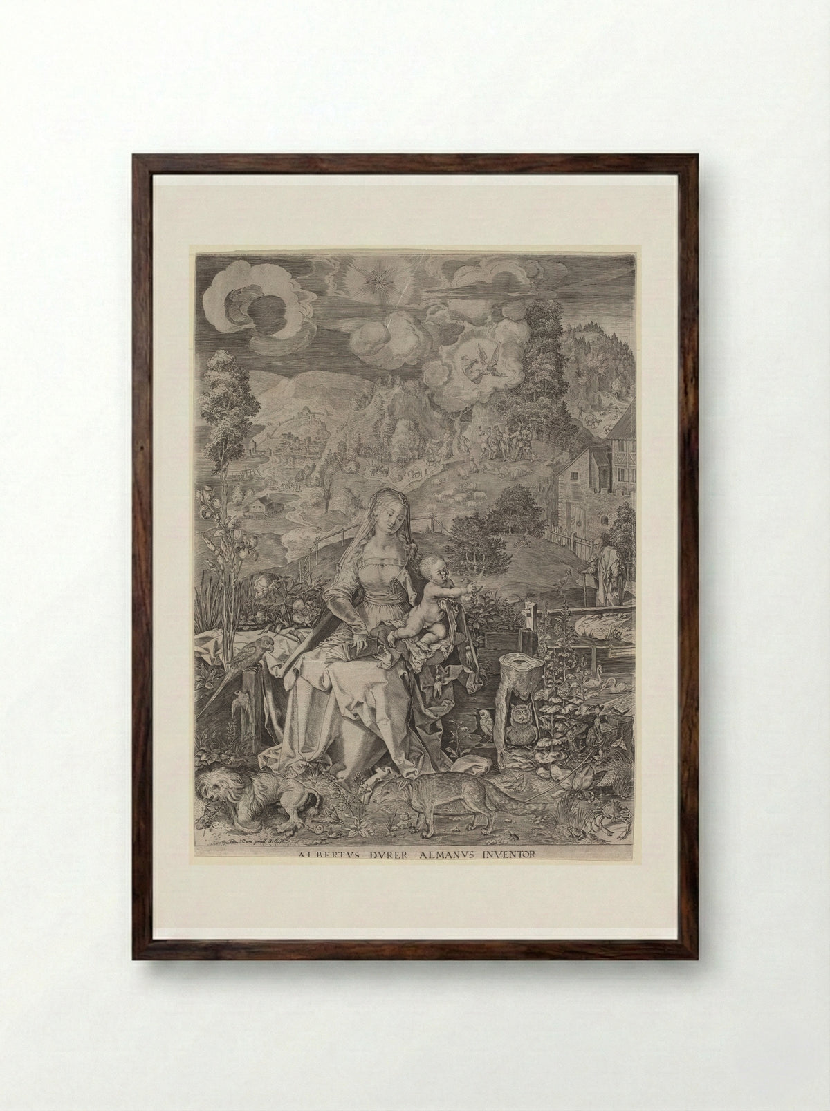 Virgin and Child in a Landscape - Aegidius Sadeler II - Framed Print Dark Wood
