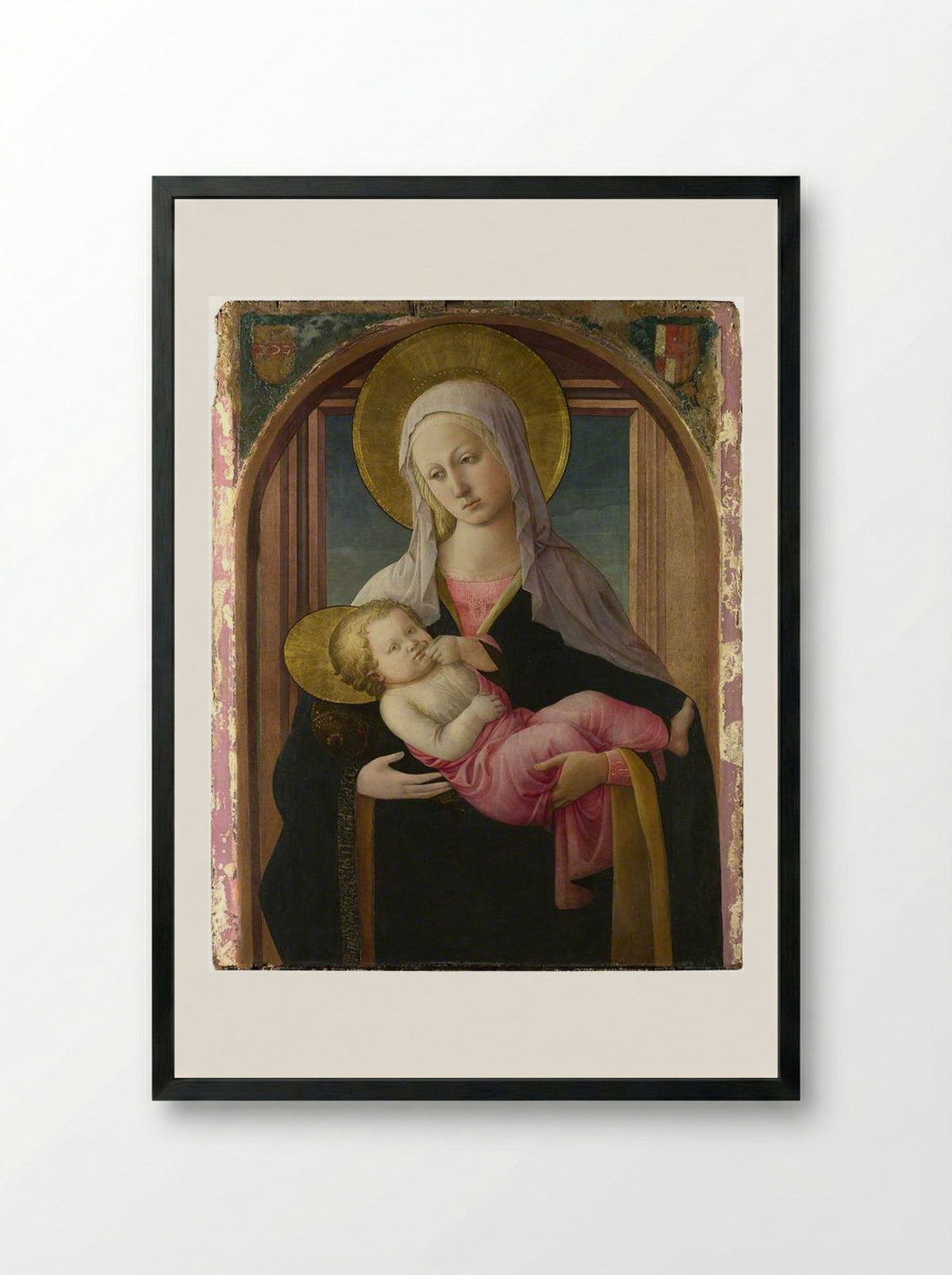 Virgin and Child with Angels - Fra Filippo Lippi - Framed Print Black