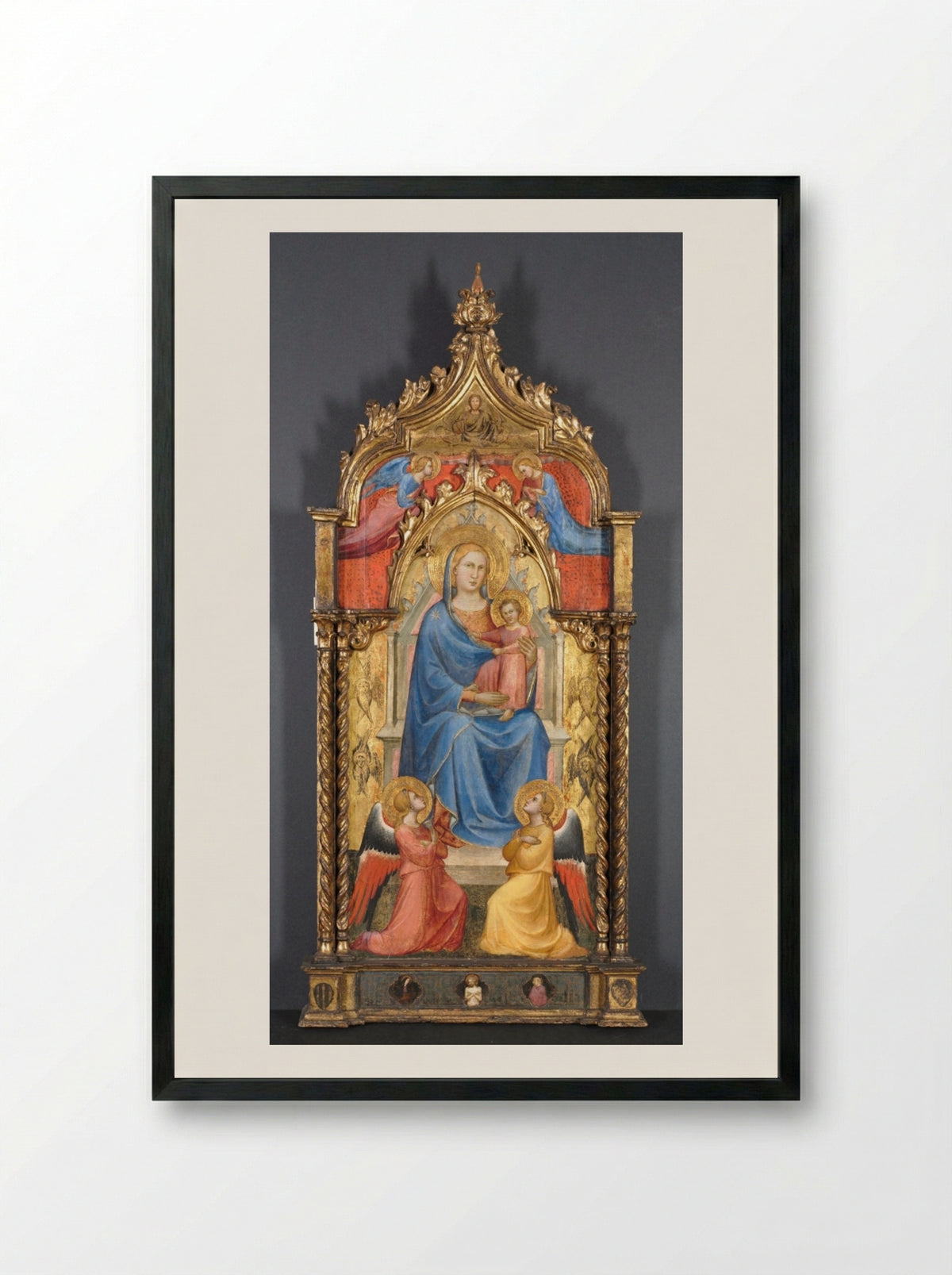 Virgin and Child with Angels - Spinello Aretino - Framed Print Black