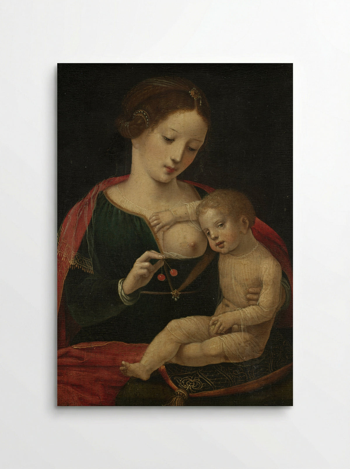 Virgin and Child with Cherries - Master of the Female Half-Lengths - Poster