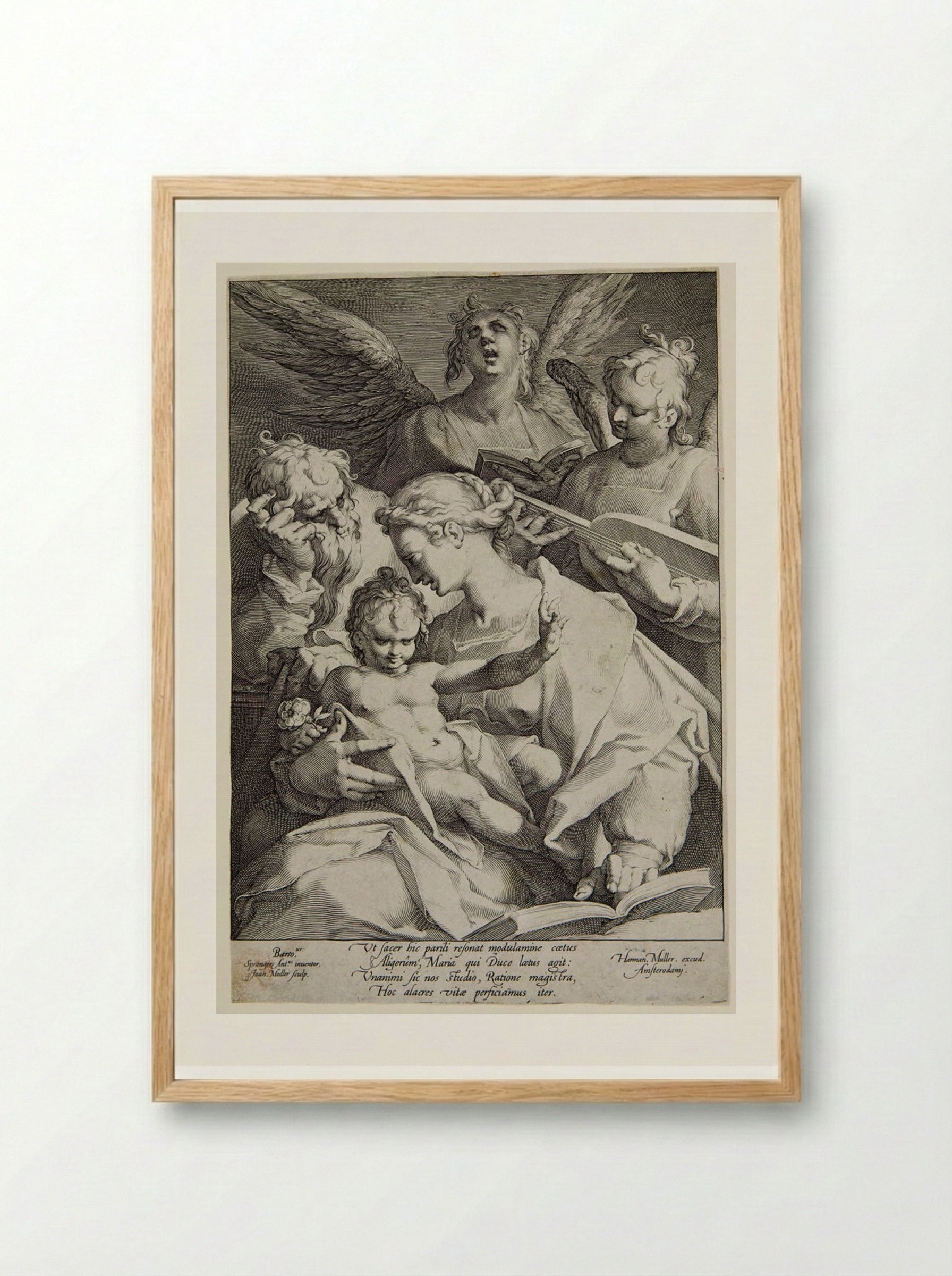 Virgin and Child with Joseph and Two Music-Making Angels - Jan Harmensz. Muller - Framed Print Wood
