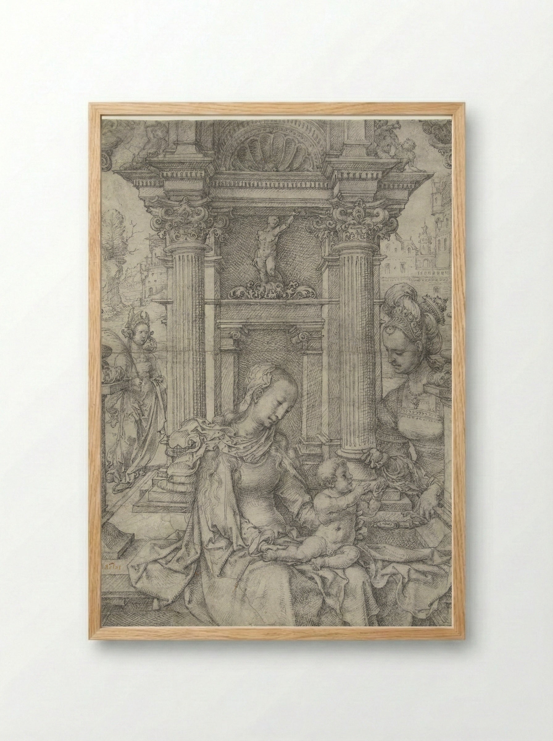 Virgin and Child with Saint Barbara and Saint Catherine - Jan Gossart - Framed Print Wood