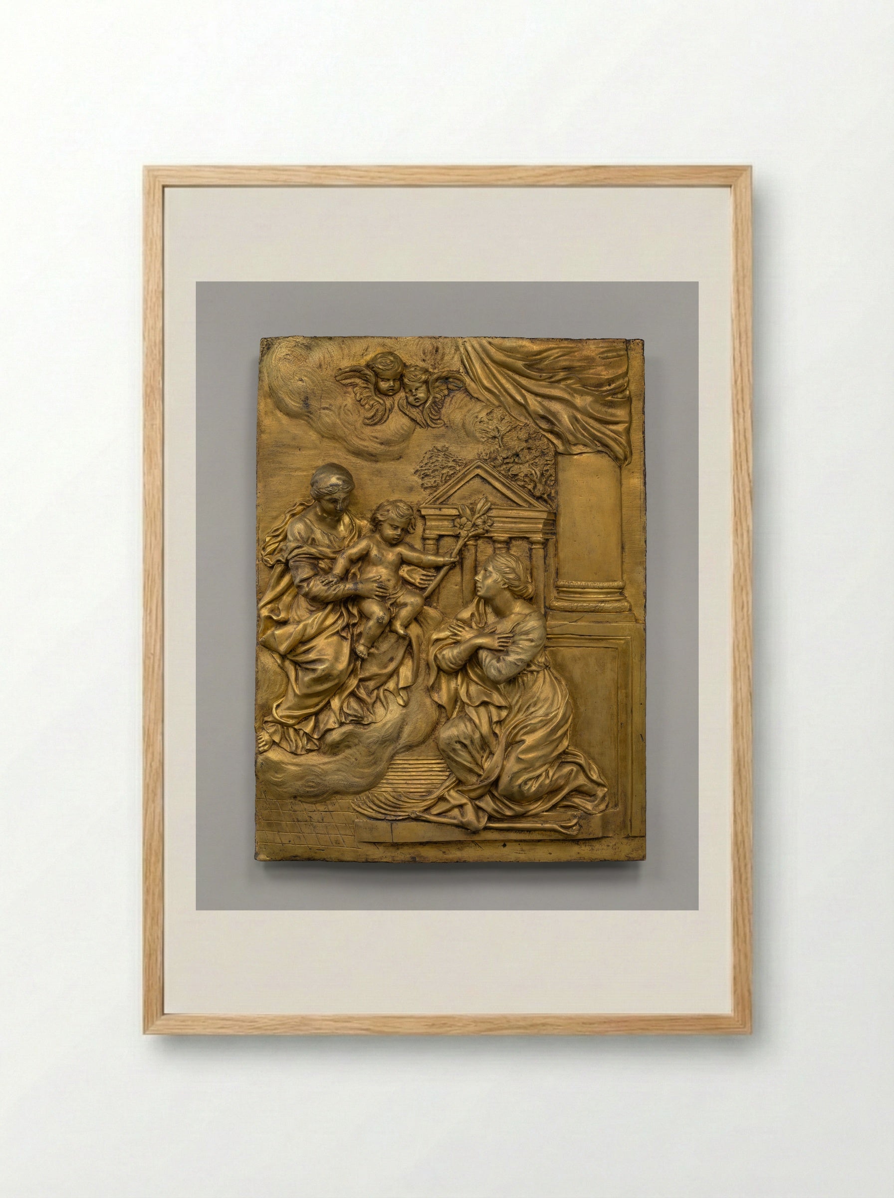 Virgin and Child with Saint Catherine of Alexandria - Pietro da Cortona - Framed Print Wood