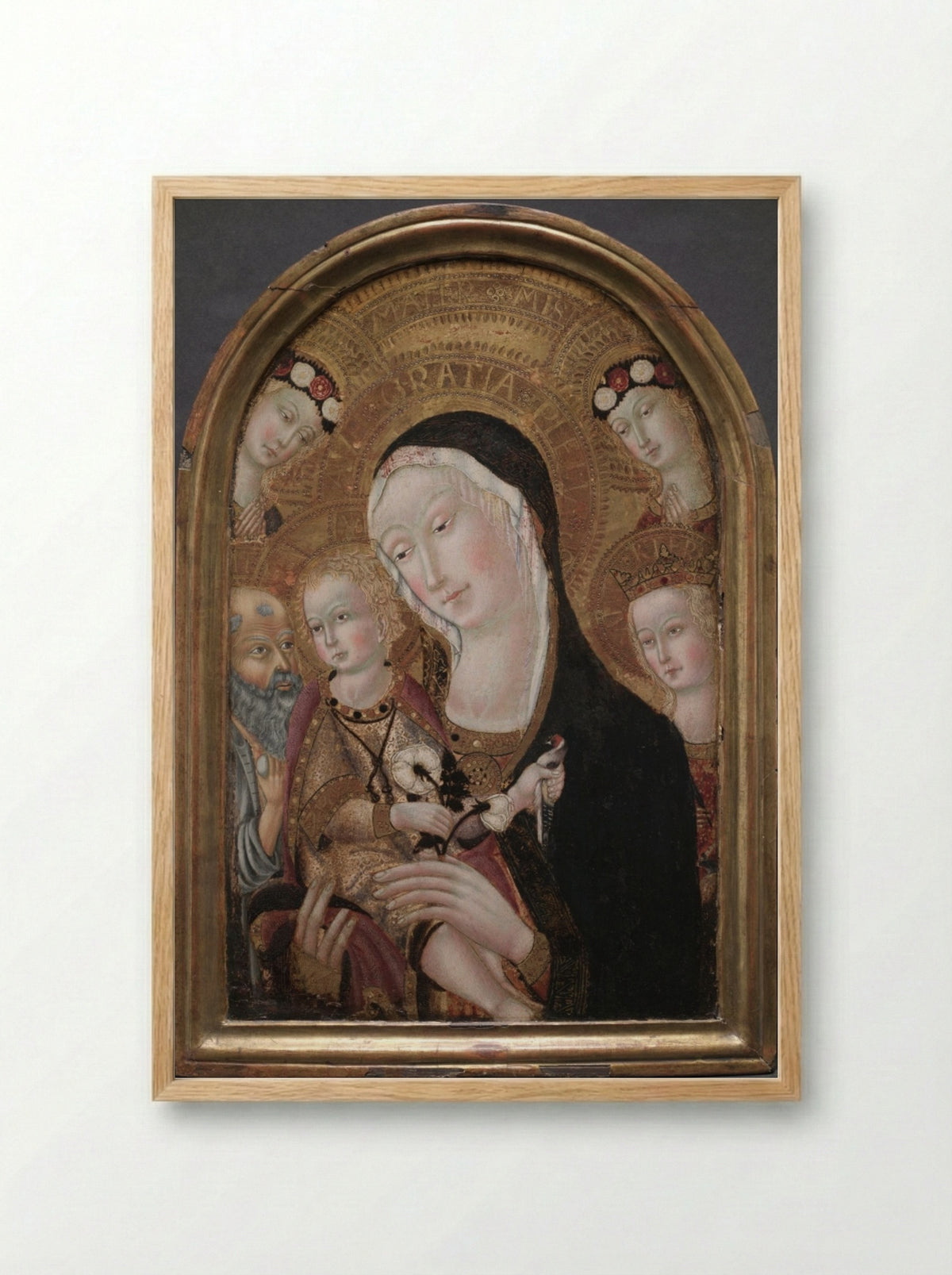 Virgin and Child with Saint Jerome and Saint Catherine of Alexandria - Carolino da Viterbo - Framed Print Wood