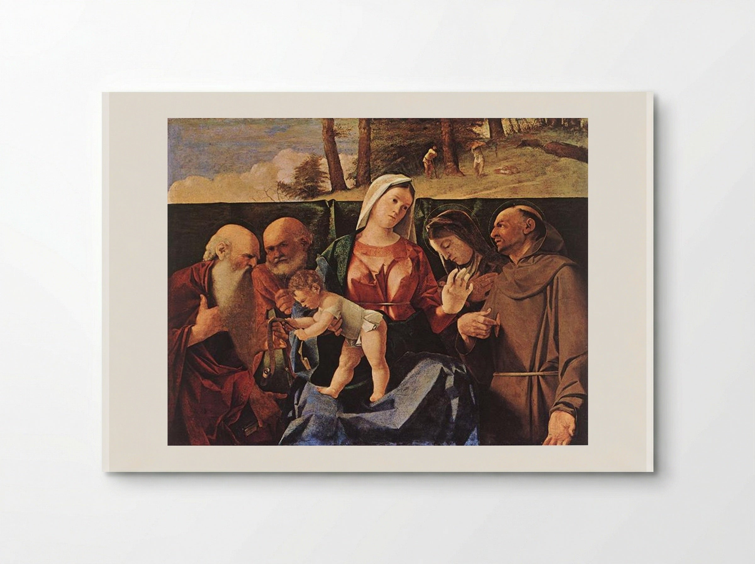 Virgin and Child with Saints Jerome, Peter, Clare and Francis - Lorenzo Lotto - Poster