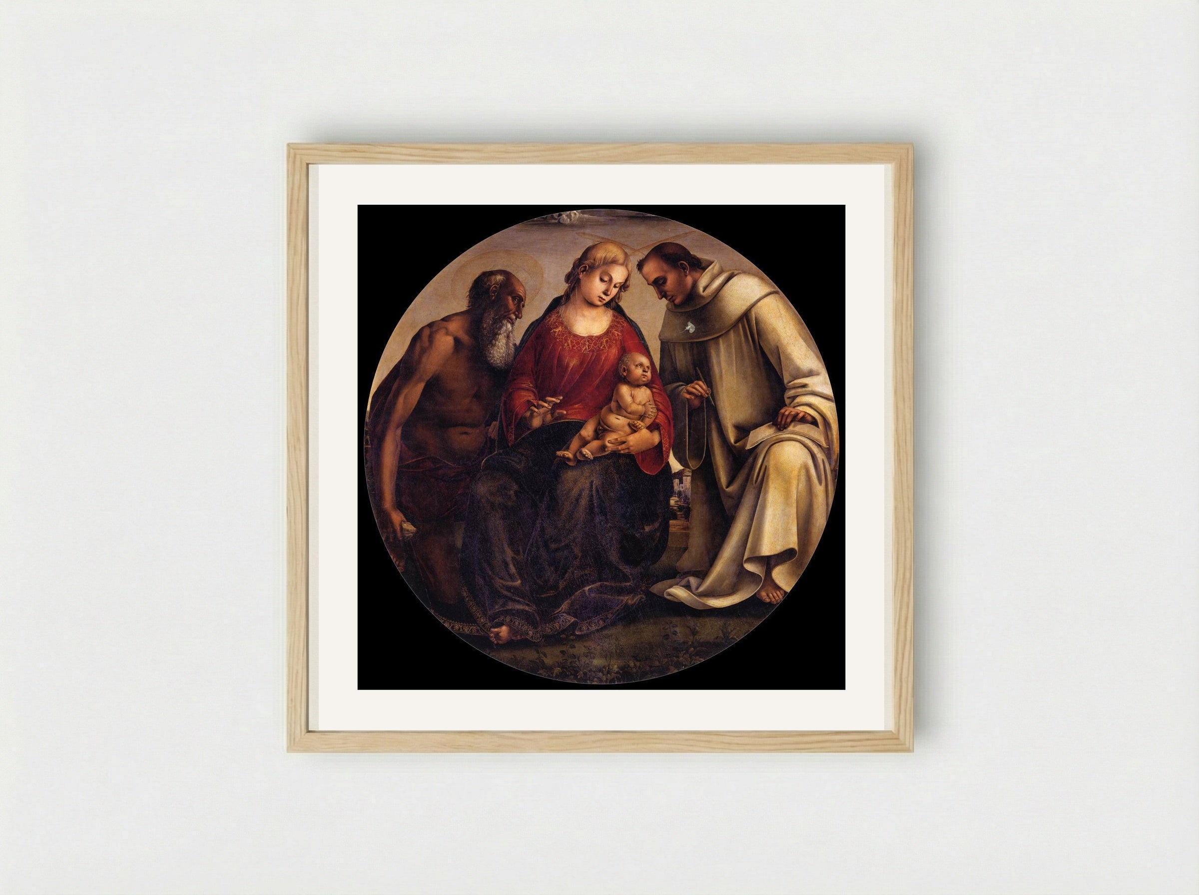 Virgin and Child with Saints Jerome and Bernard of Clairvaux - Luca Signorelli - Framed Print Wood