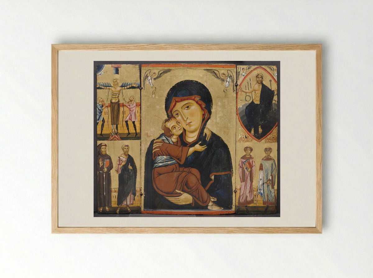Virgin and Child with Saints - Berlinghiero - Framed Print Wood