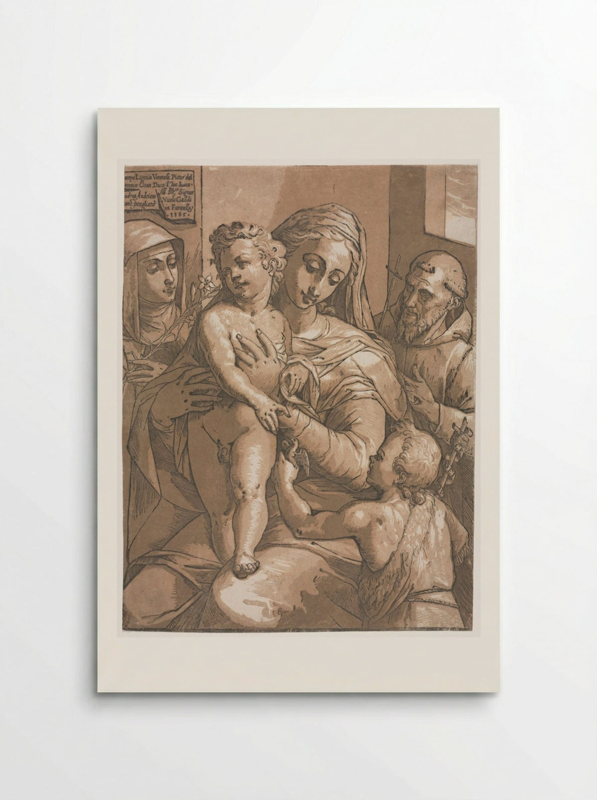 Virgin and Child with St. John, St. Catherine of Siena and St. Francis - Andrea Andreani - Poster