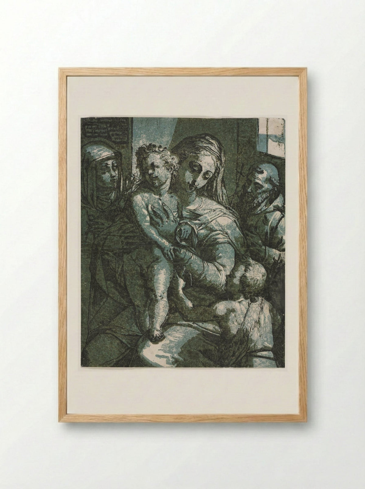 Virgin and Child with St. John, St. Catherine of Siena and Saint Francis - Andrea Andreani - Framed Print Wood