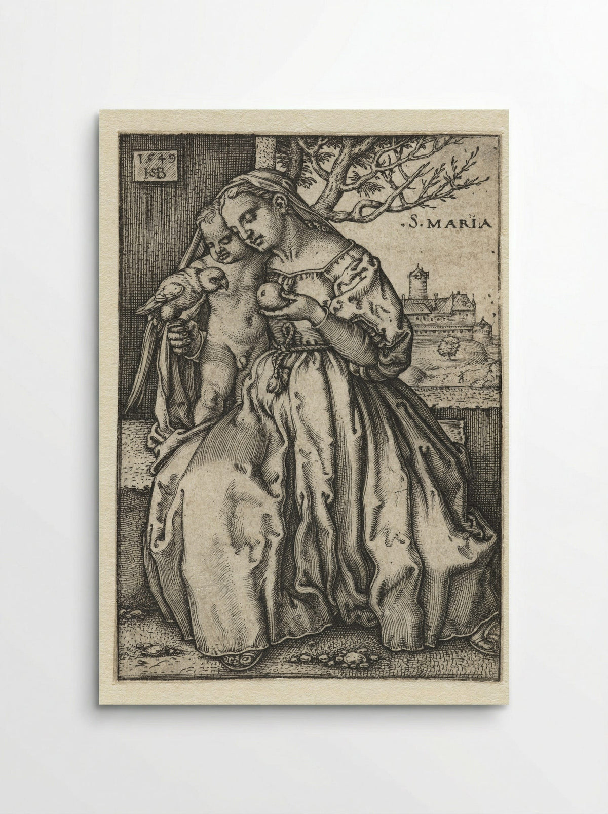 Virgin and Child with a Parrot and a Pear - Hans Sebald Beham - Poster