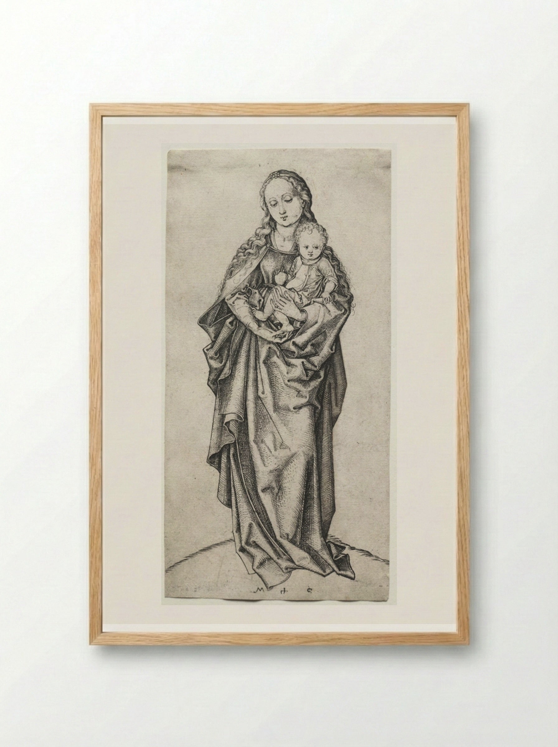 Virgin and Child with an Apple - Martin Schongauer - Framed Print Wood